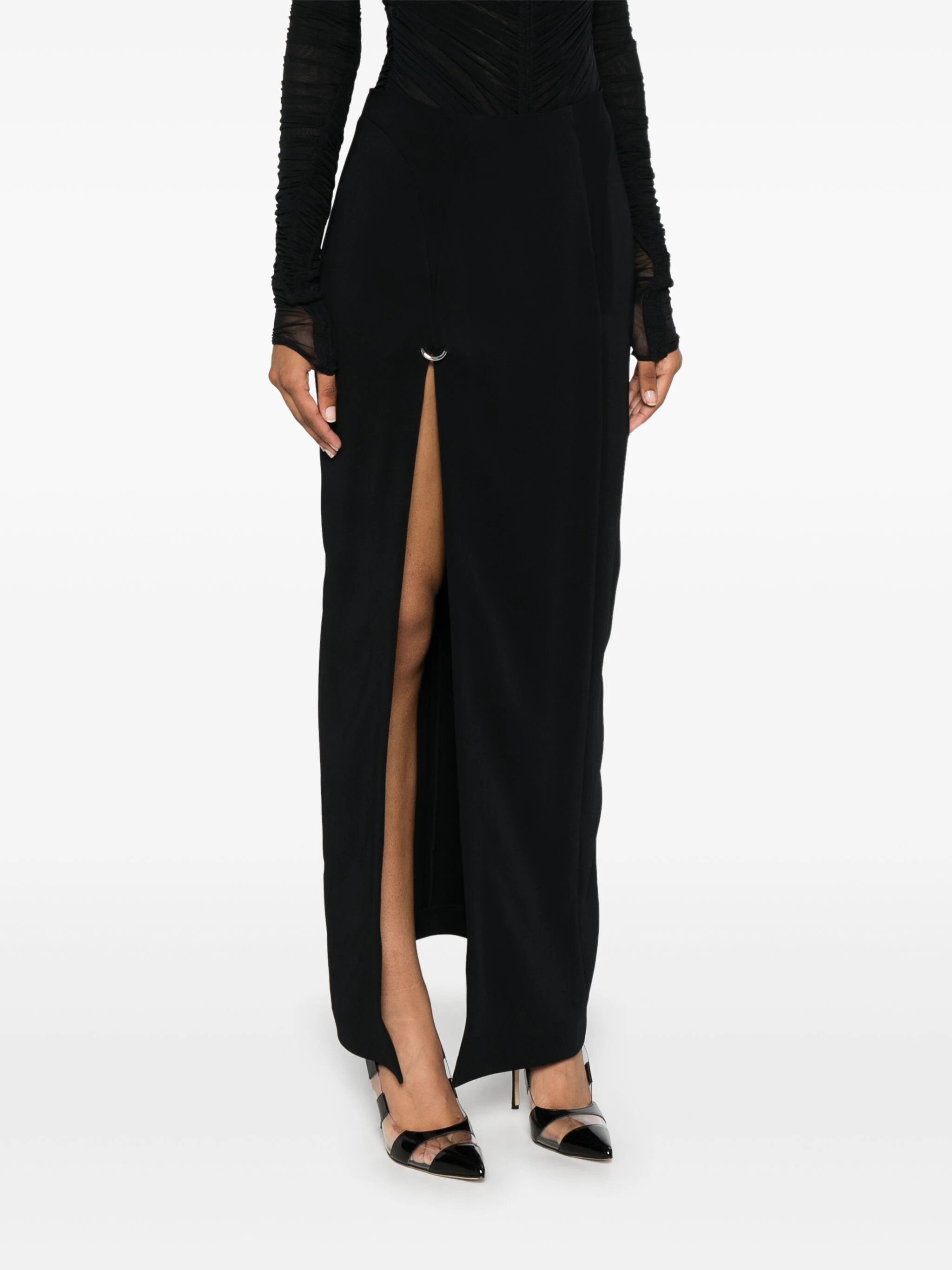 Mugler o1s22i1n1024 Piercing Long Skirt in Black Size 26" / US 2 / IT 38 - 3 Thumbnail