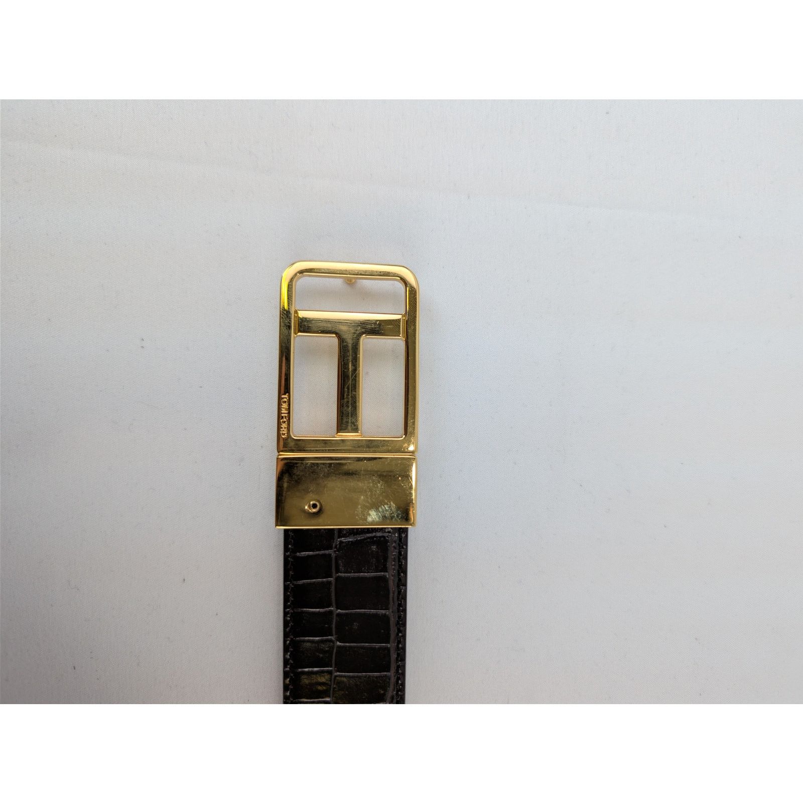 Tom Ford o1rshd1 Size: 80 / t buckle crocodile-embossed belt in Black Size 32 - 7 Thumbnail