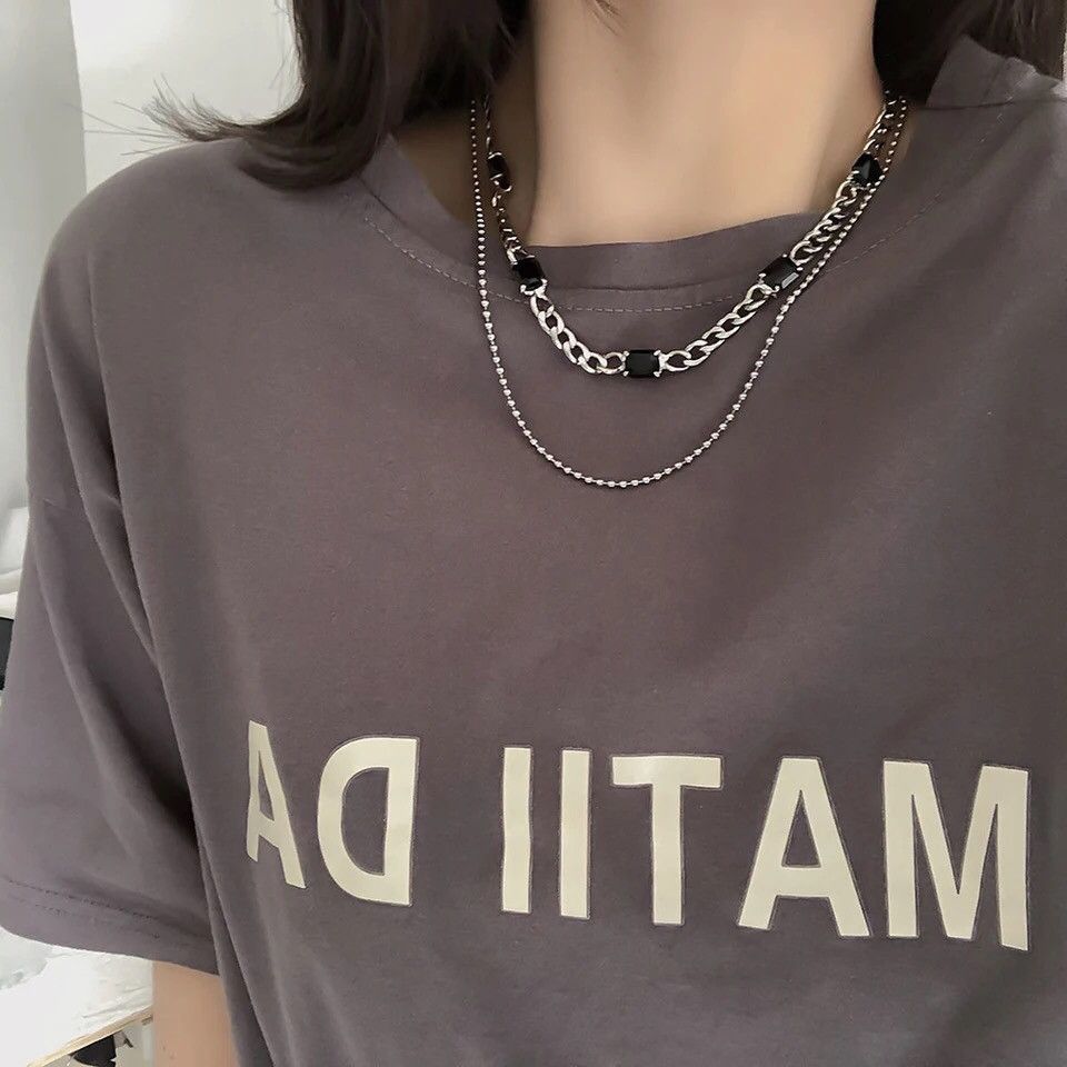 Other Black Crystal Double Layer Chain Necklace Size ONE SIZE - 2 Thumbnail