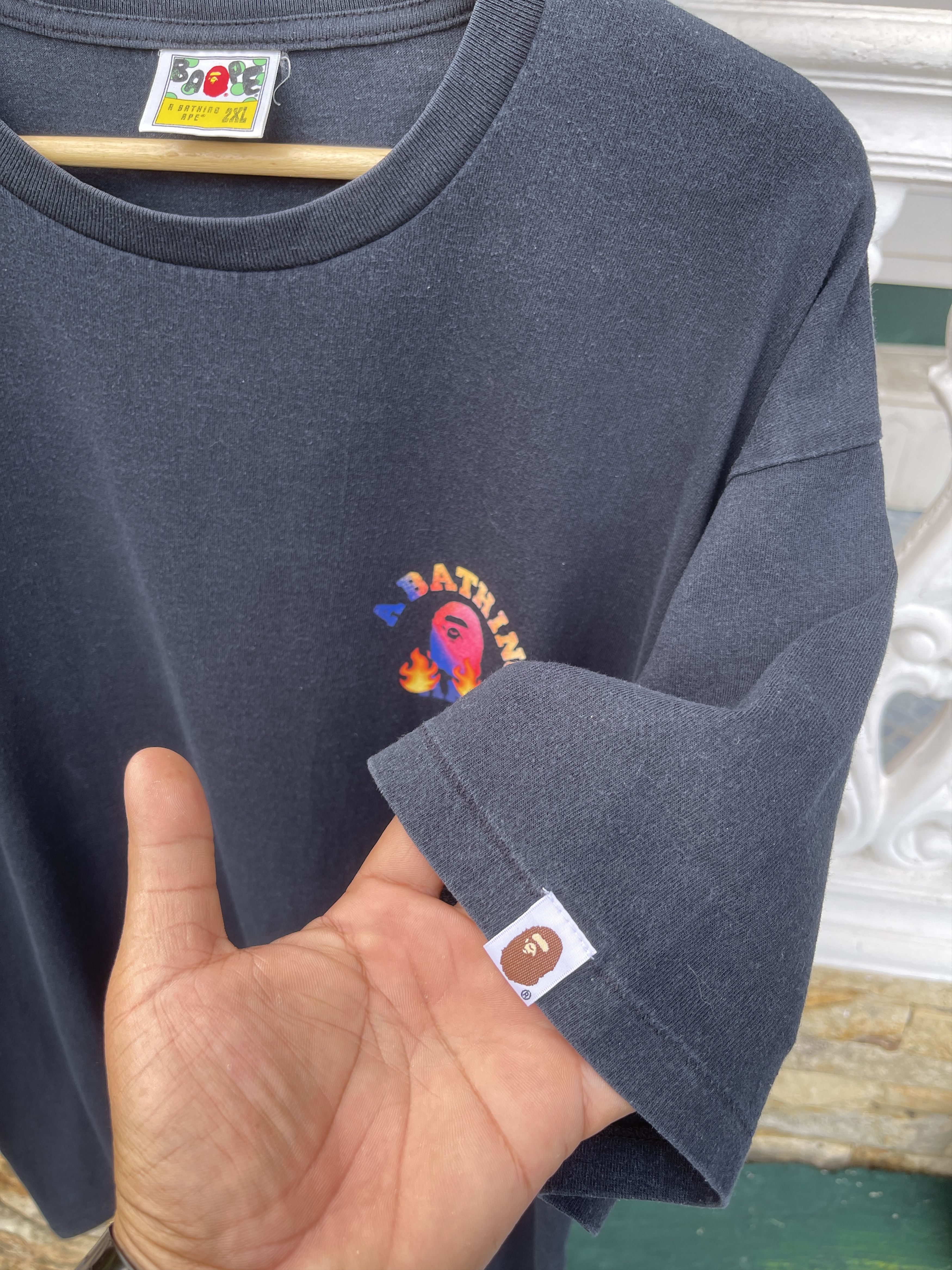 Bape Last Drop🔥Rare🔥Vintage Bape Fire College Emoji T-Shirt Size US XXL / EU 58 / 5 - 9 Thumbnail