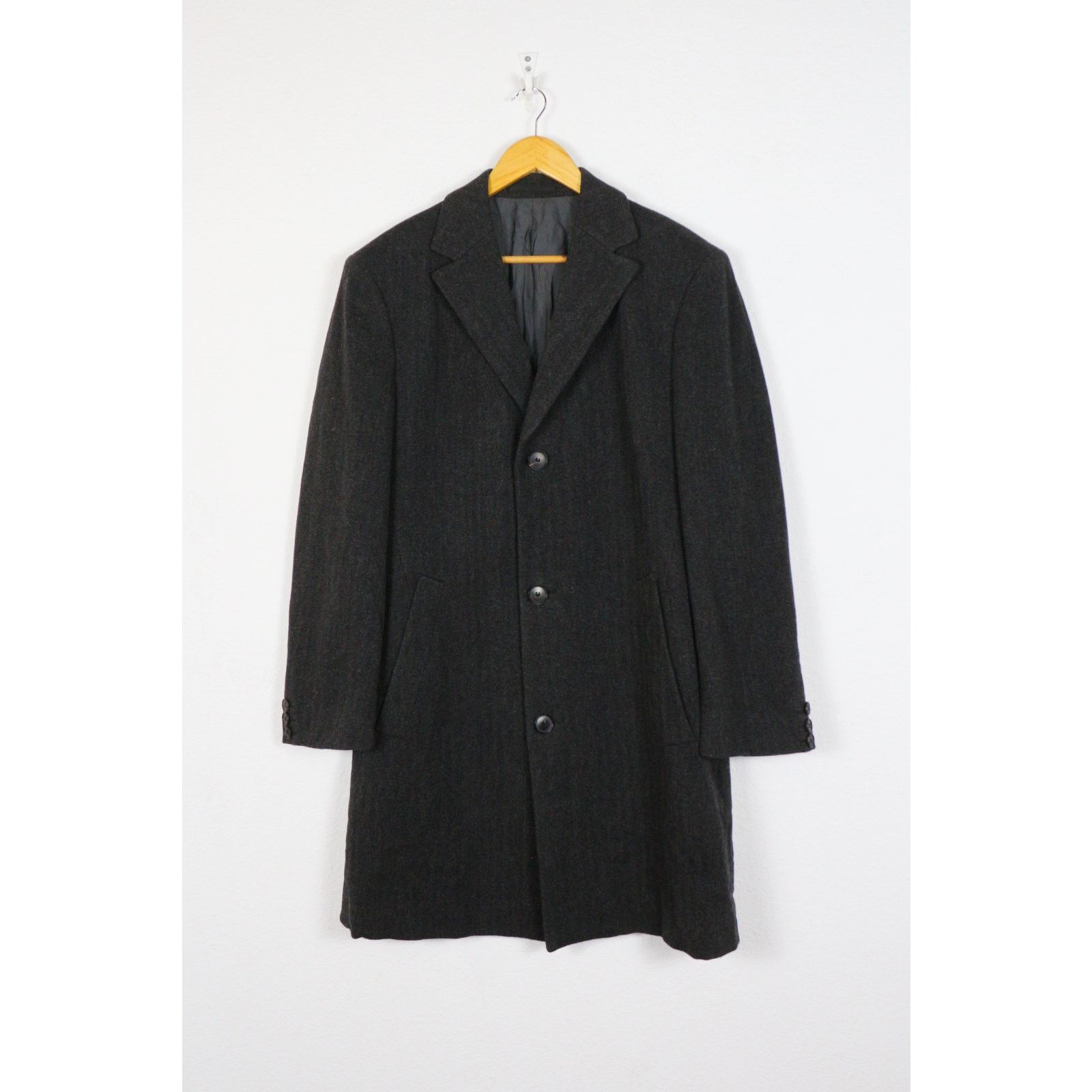 Hugo Boss Vintage Hugo Boss Herringbone Knit Wool Coat 90s Size US M / EU 48-50 / 2 - 1 Thumbnail