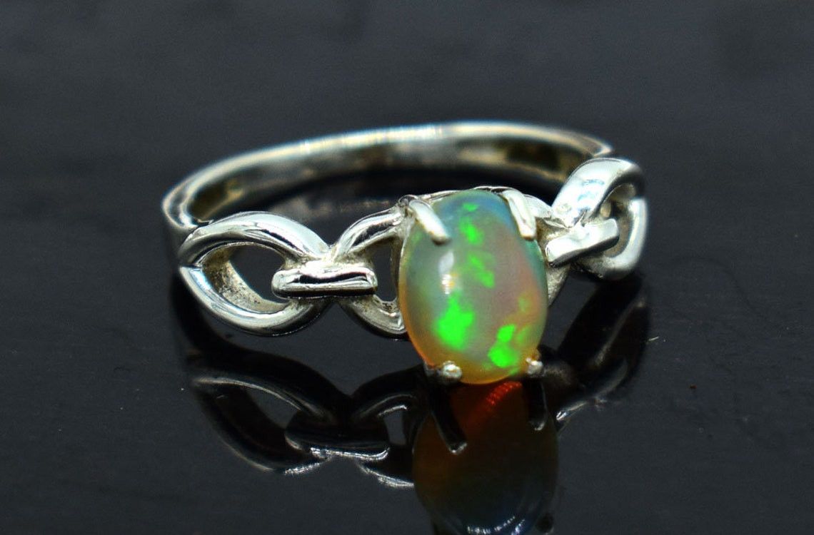 Handmade AA Ethiopian Opal Ring: 925K Silver, October Birthstone Size ONE SIZE - 4 Thumbnail