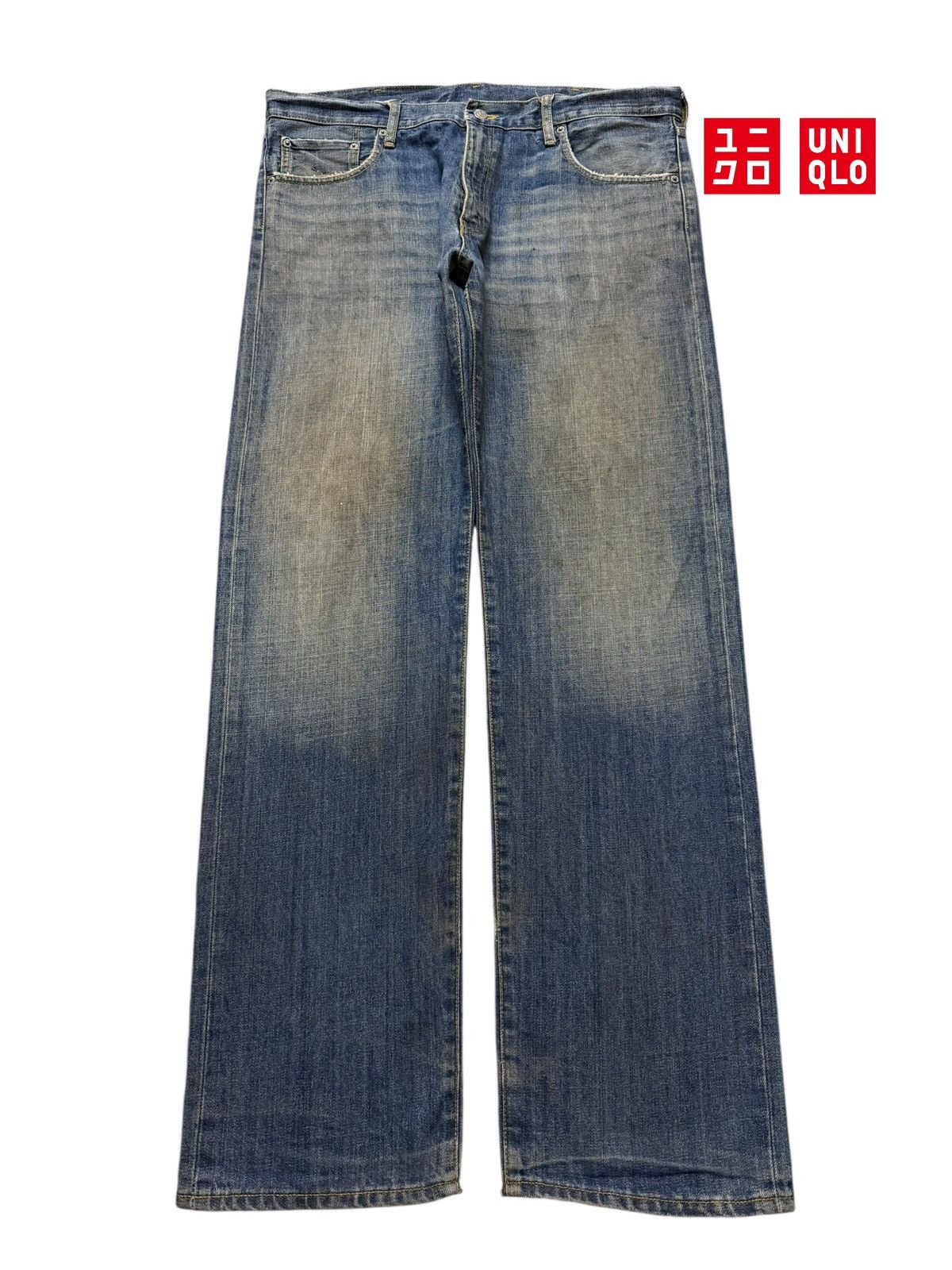 Uniqlo Vintage Y2K Japanese Uniqlo Blue Mud Wash Wide Leg Loose Fit Size US 38 / EU 54 - 1 Thumbnail