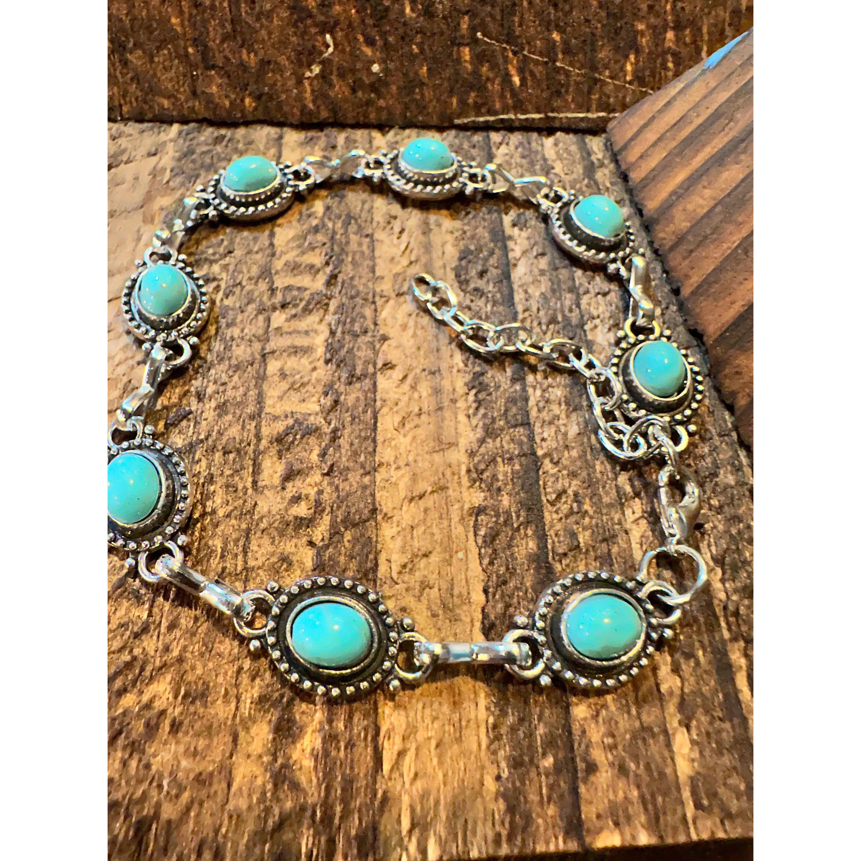 Other Handcrafted Boho Western Chic Turquoise Stone Link Bracelet, Size ONE SIZE - 1 Thumbnail