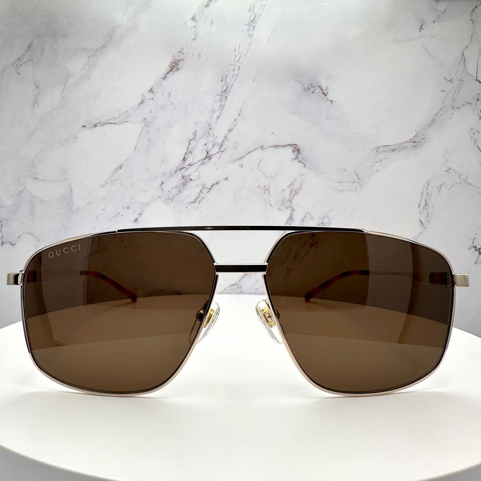 Gucci New GUCCI Sunglasses Gold Metal Square Aviator Red Green Size ONE SIZE - 2 Thumbnail