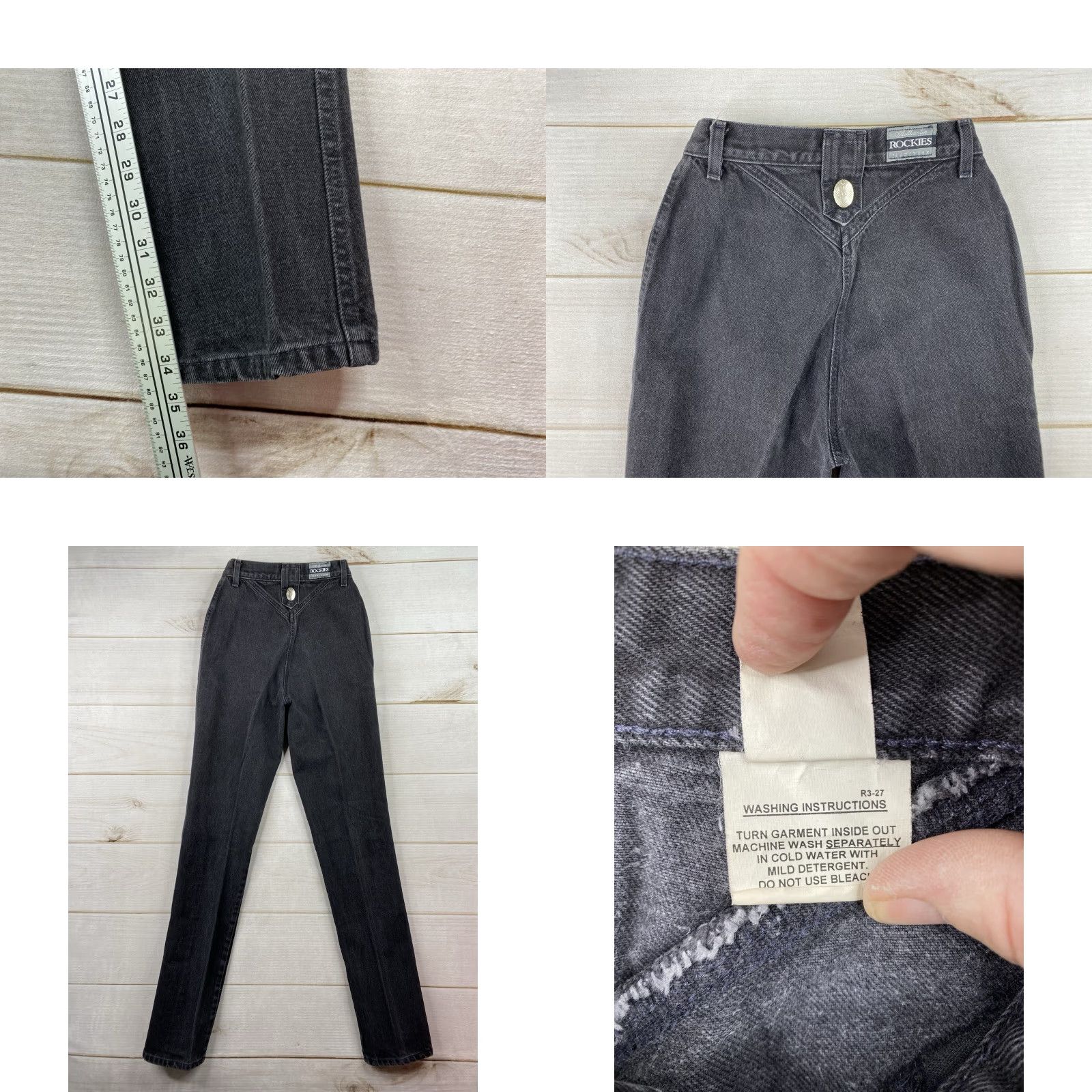 Vintage VINTAGE Rockies Jeans Womens 26/3 Black High Rise 90s Cowboy Western Logo Denim Jeans Women Size 26" / US 2 / IT 38 - 8 Thumbnail
