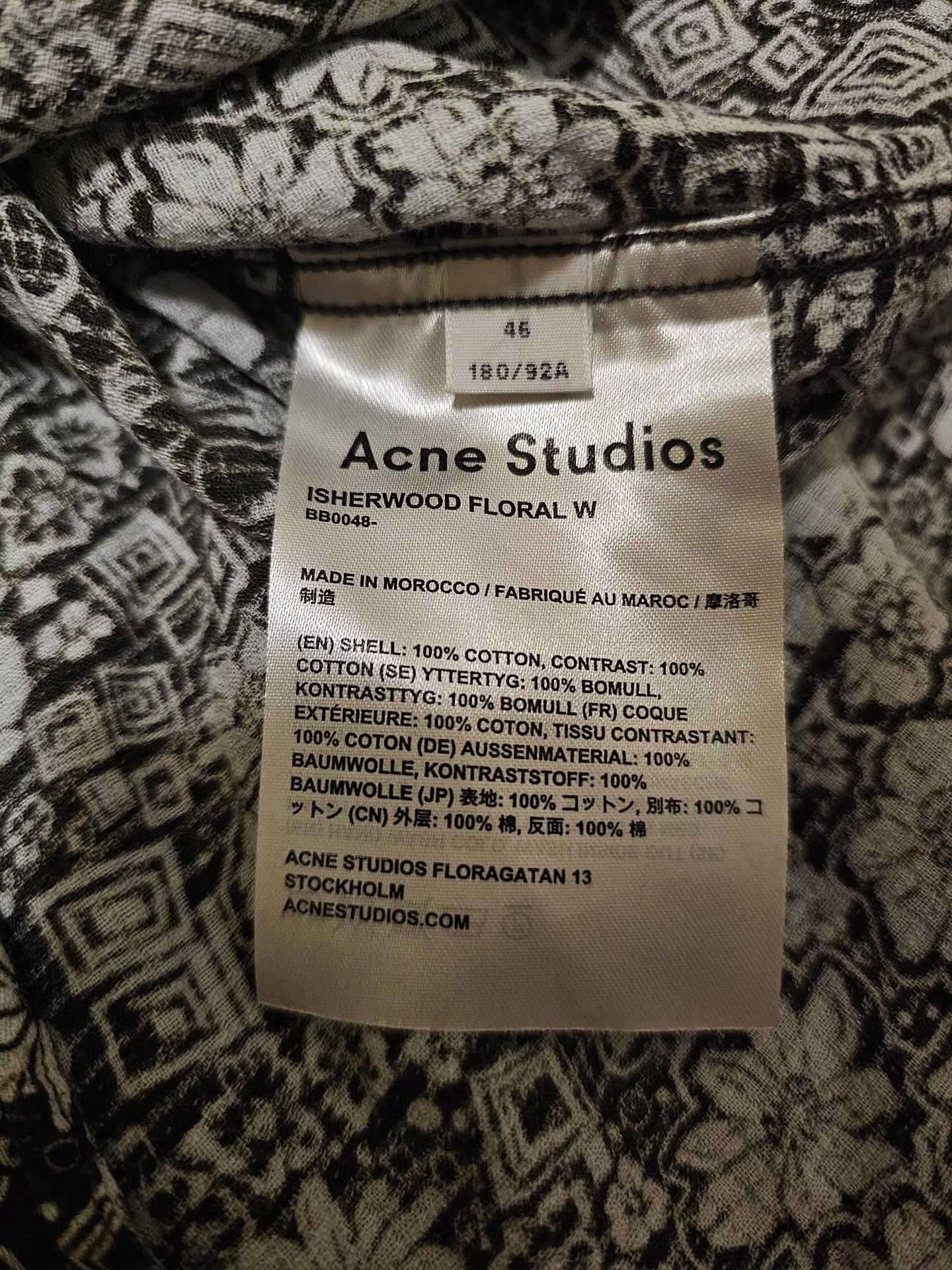 Acne Studios Acne Studios Floral Shirt, Q4 Size US S / EU 44-46 / 1 - 5 Thumbnail