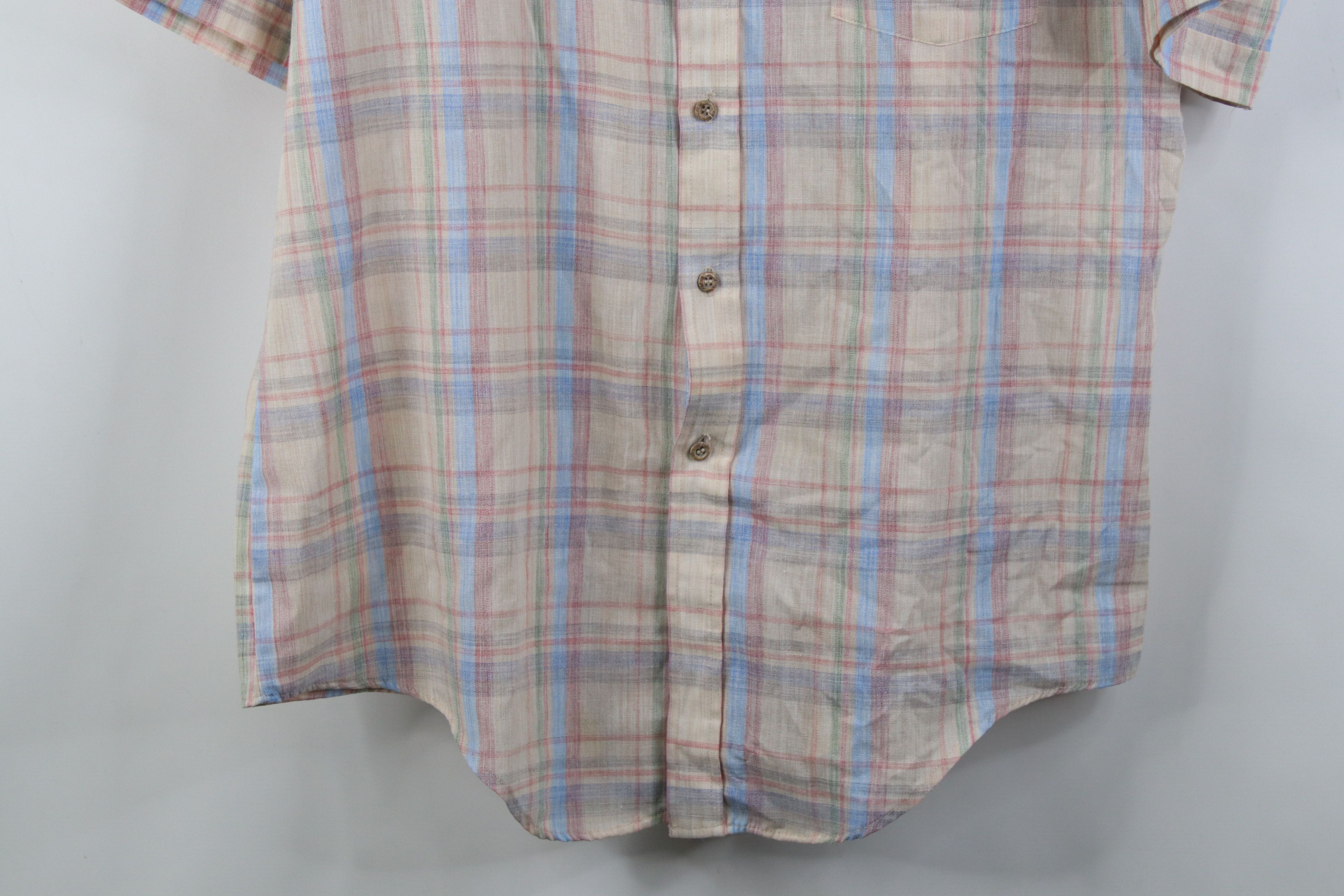 Vintage Vintage 70s Streetwear Madras Short Sleeve Button Shirt Size US L / EU 52-54 / 3 - 3 Thumbnail