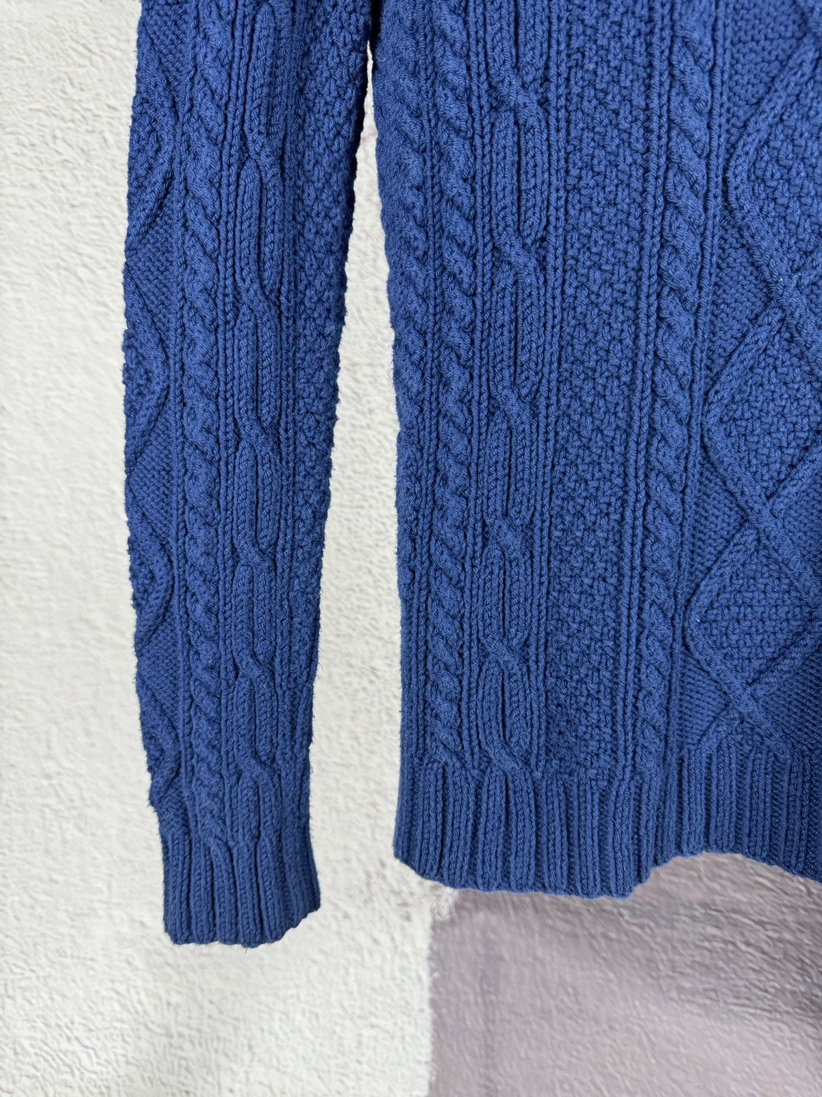Ralph Lauren × Vintage Ralph Lauren Hand knit blue cable knit turtleneck sweater Size M / US 6-8 / IT 42-44 - 3 Thumbnail