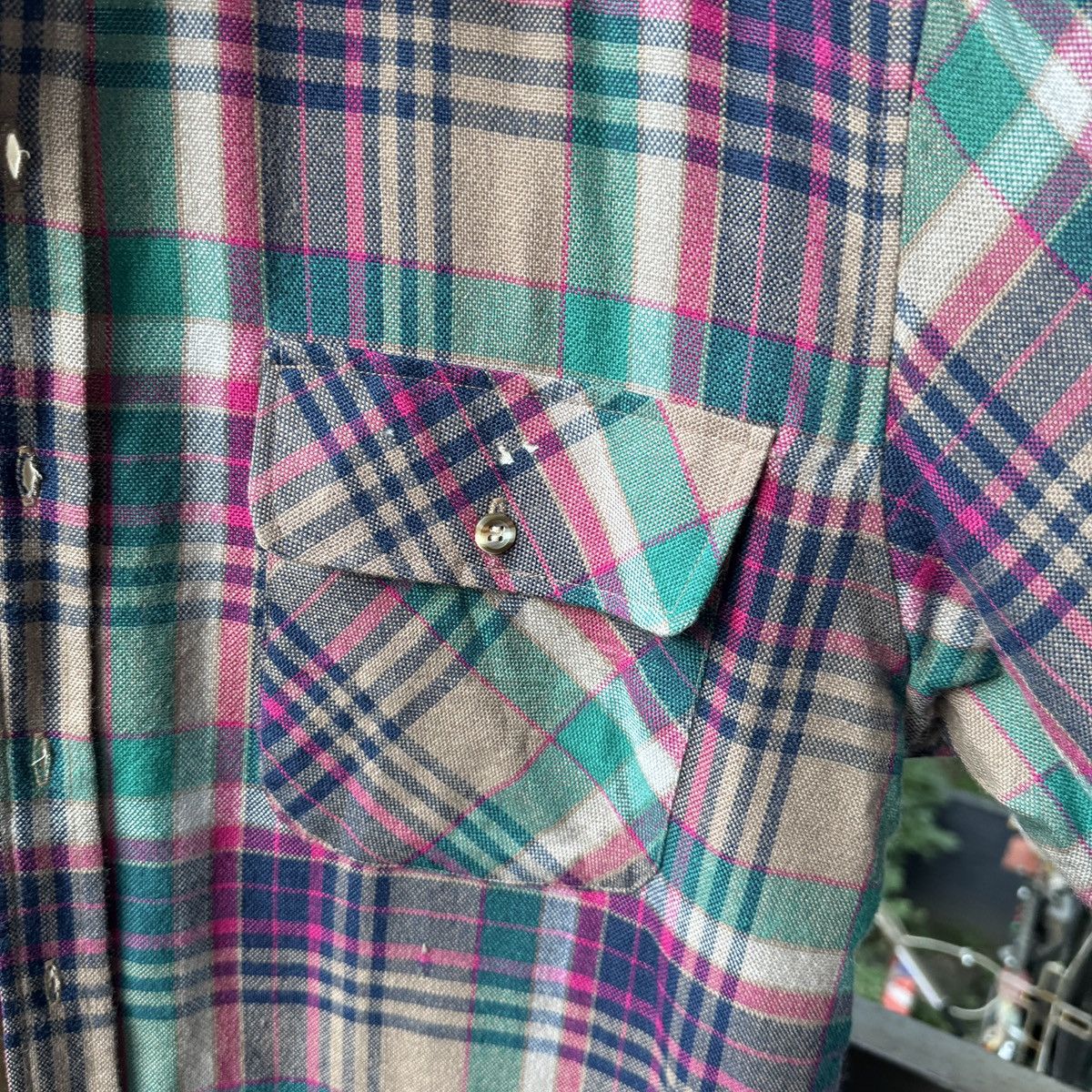 Vintage Thrashed Faded Distressed Flannel Shirt ERD Grunge Chrome Size US L / EU 52-54 / 3 - 8 Thumbnail