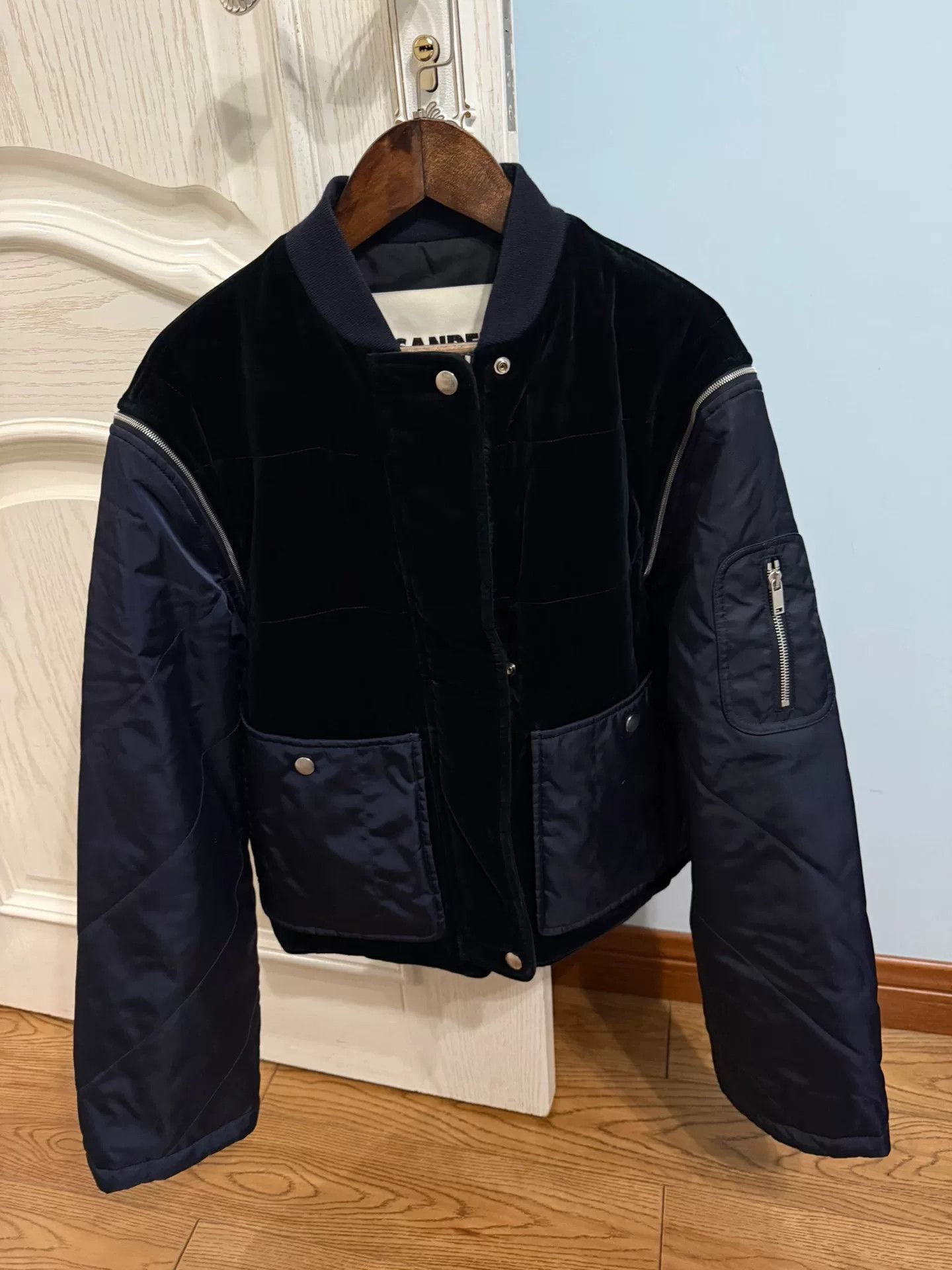Jil Sander Jil Sander Velvet-Panel Removable Sleeve Jacket Size S / US 4 / IT 40 - 1 Thumbnail
