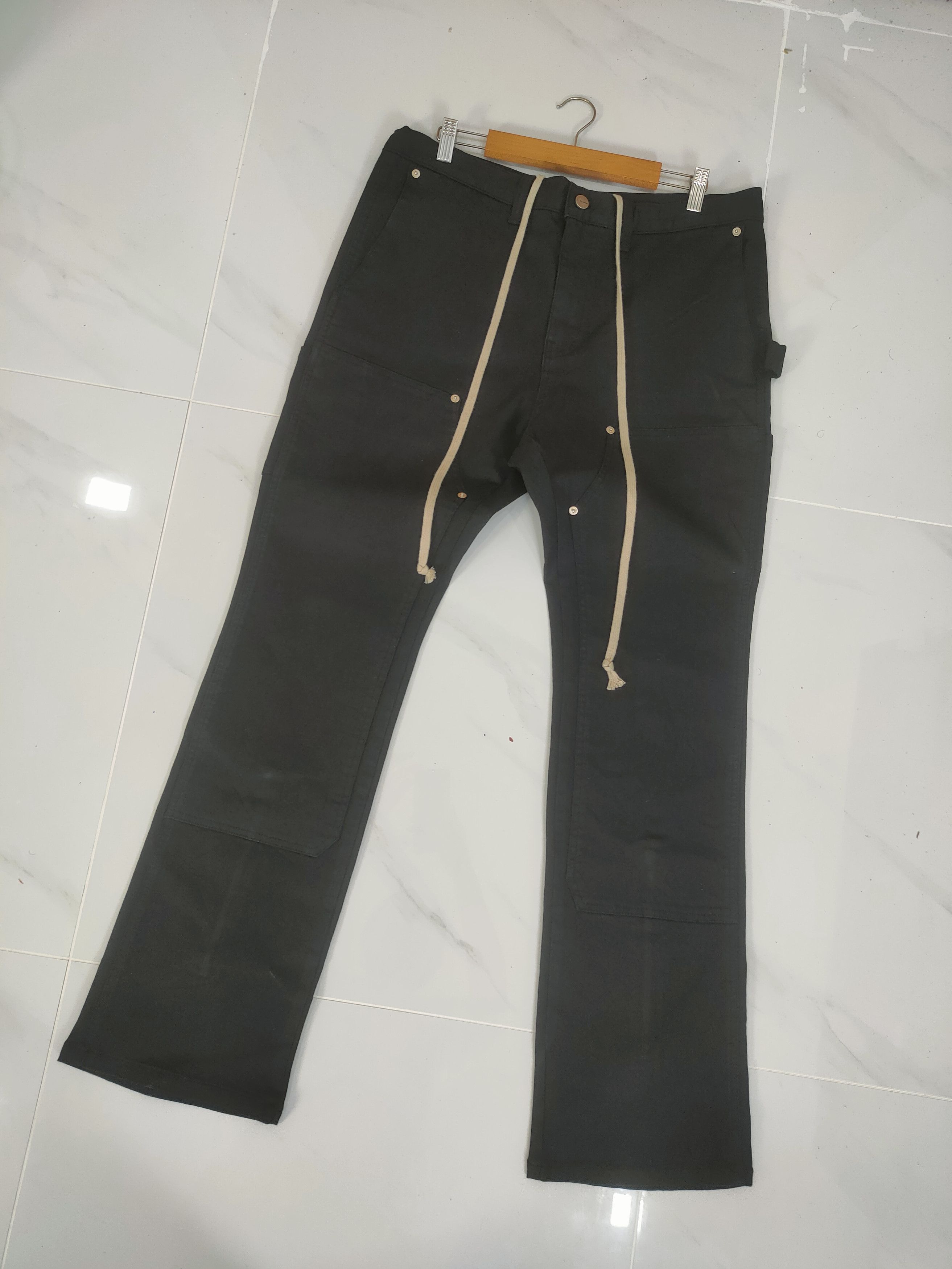 Japanese Brand A-10 BLACK DOUBLE KNEE CARGO PANTS Size US 34 / EU 50 - 2 Thumbnail
