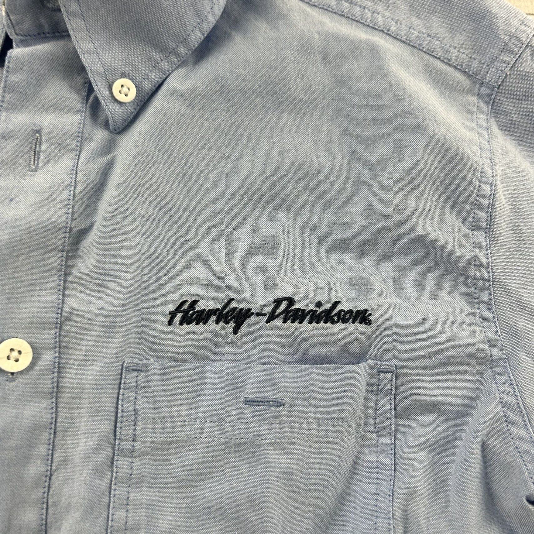 Harley Davidson Harley-Davidson Long Sleeve Button-Up Shirt Men's M Blue Size US M / EU 48-50 / 2 - 3 Thumbnail