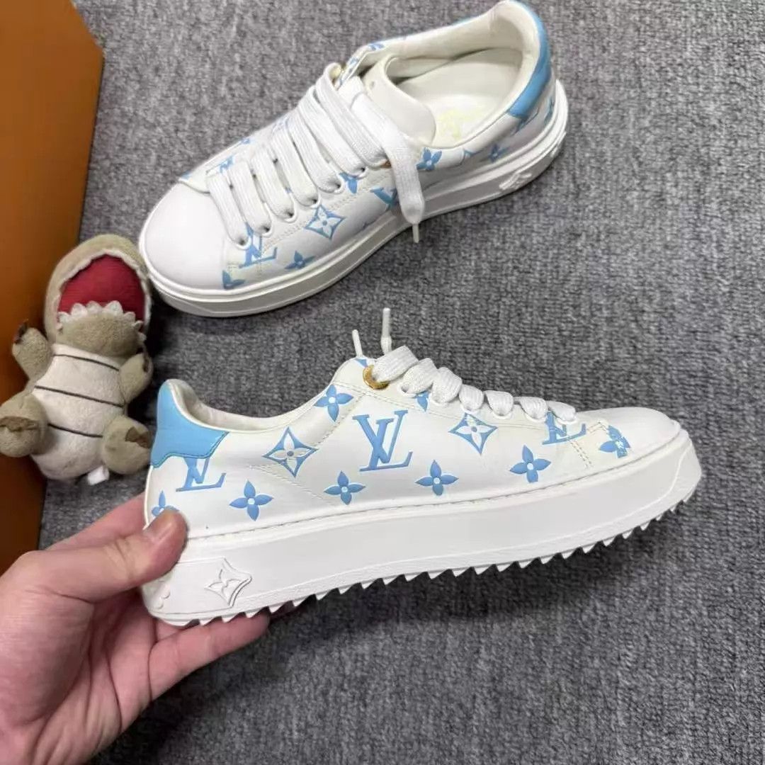 Louis Vuitton LV Blue Monogram Platform Shoes 36 99 New Size US 5.5 / IT 35.5 - 3 Thumbnail