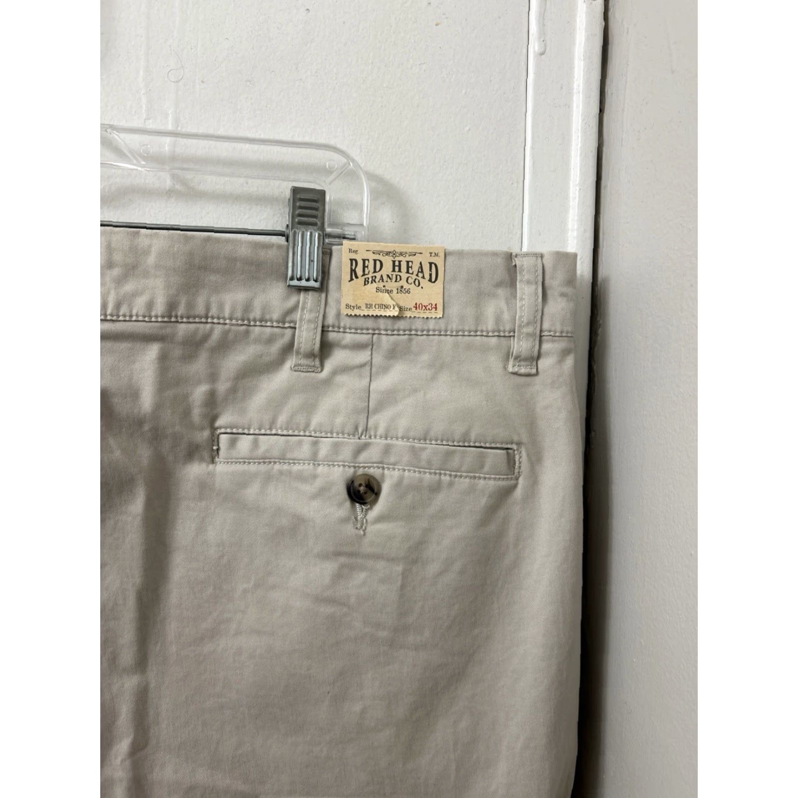 CO VINTAGE None RedHead Brand Co. Chino Pants Mens 40x34 Tan Khaki Straight Leg NWT Stretch Cotton Blend Leather? Size US 40 / EU 56 - 4 Thumbnail