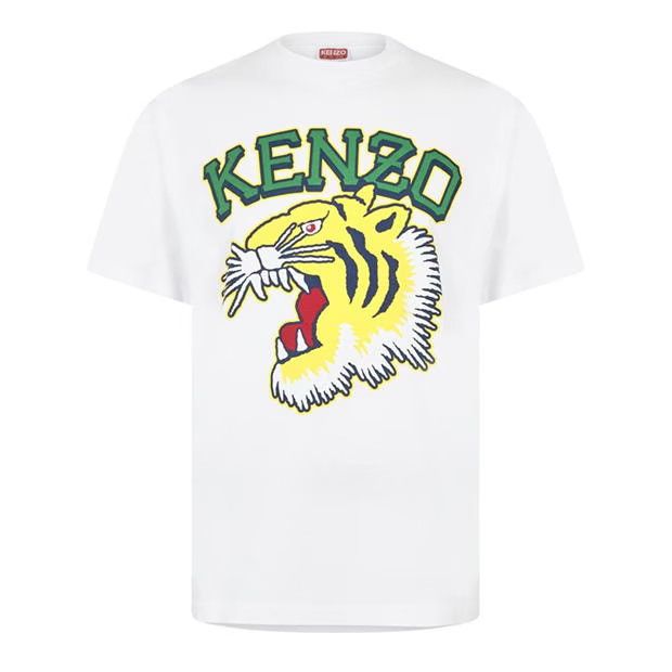 image of Kenzo O1G2R1Mq0424 Varsity Jungle T-Shirts In Off White, Men's (Size Small)