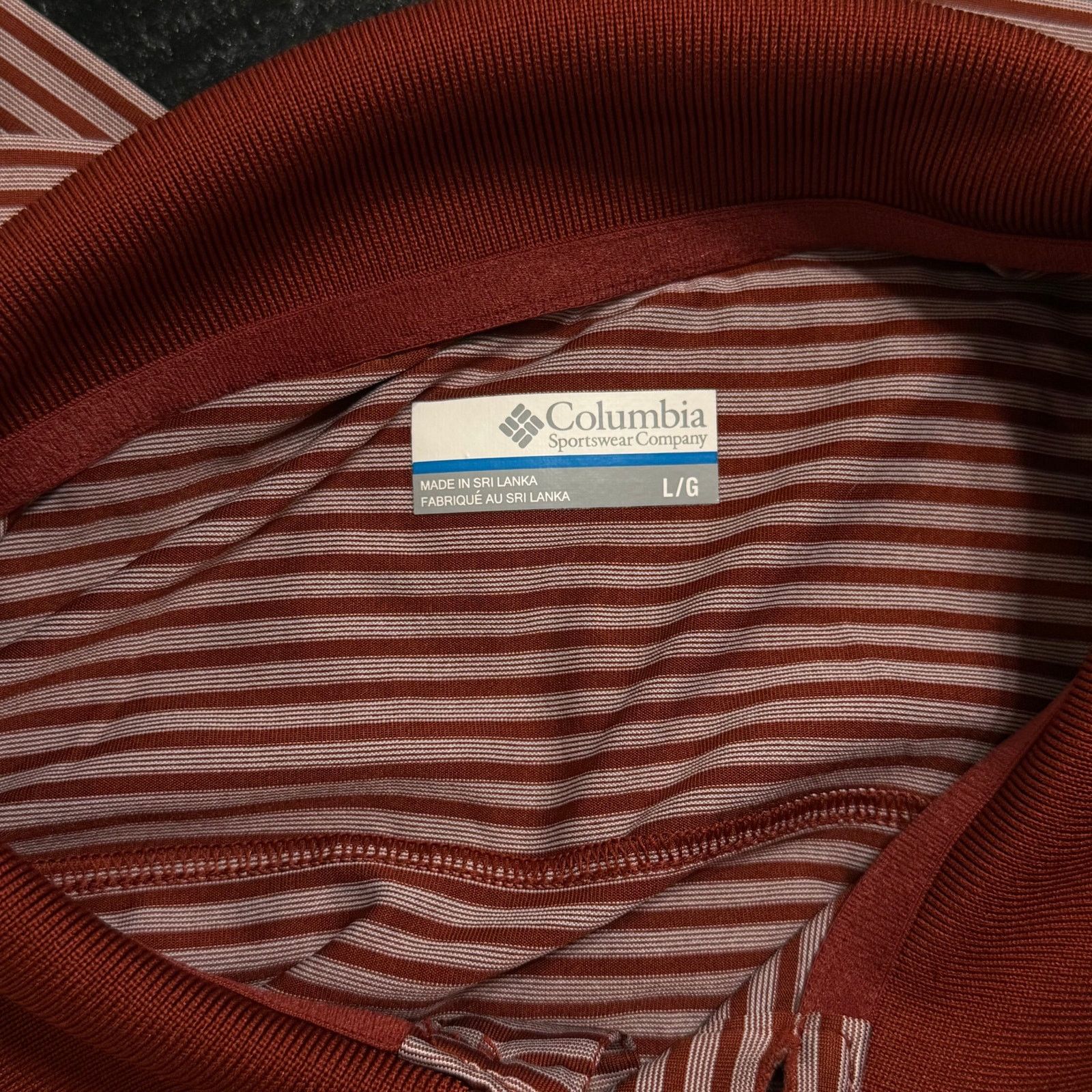 Columbia Columbia Sportswear Burgundy Striped Polo | Sz L Size US L / EU 52-54 / 3 - 5 Thumbnail