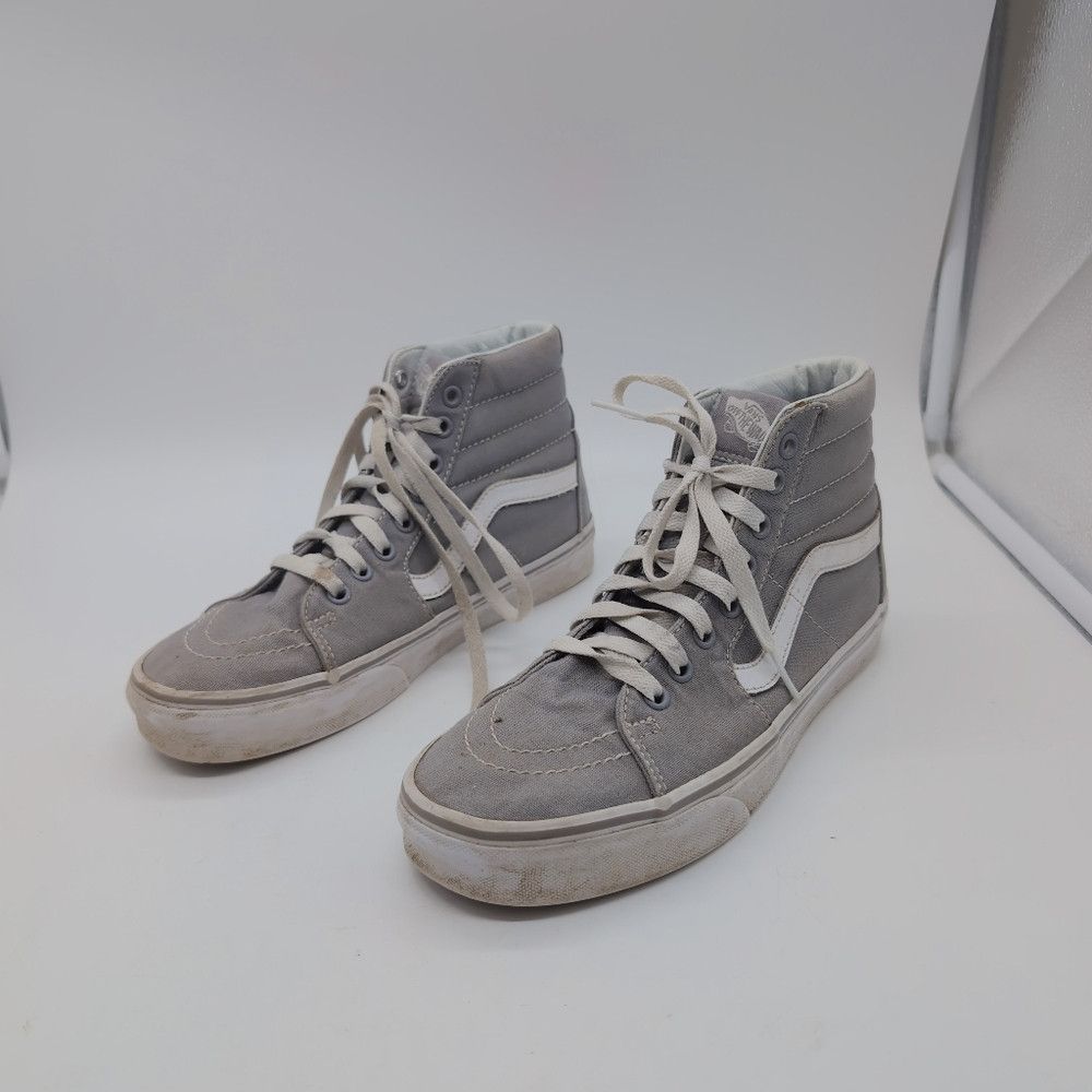 Vans Vans SK8 Unisex M 7.5 W 9 Gray and White Canvas High-Top Sn Size US 7.5 / EU 40-41 - 9 Thumbnail