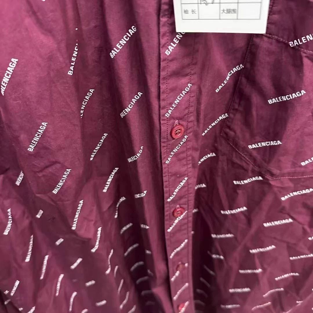Balenciaga Balenciaga 95 New Burgundy Allover Print Shirt 39 Size US XXS / EU 40 - 3 Thumbnail