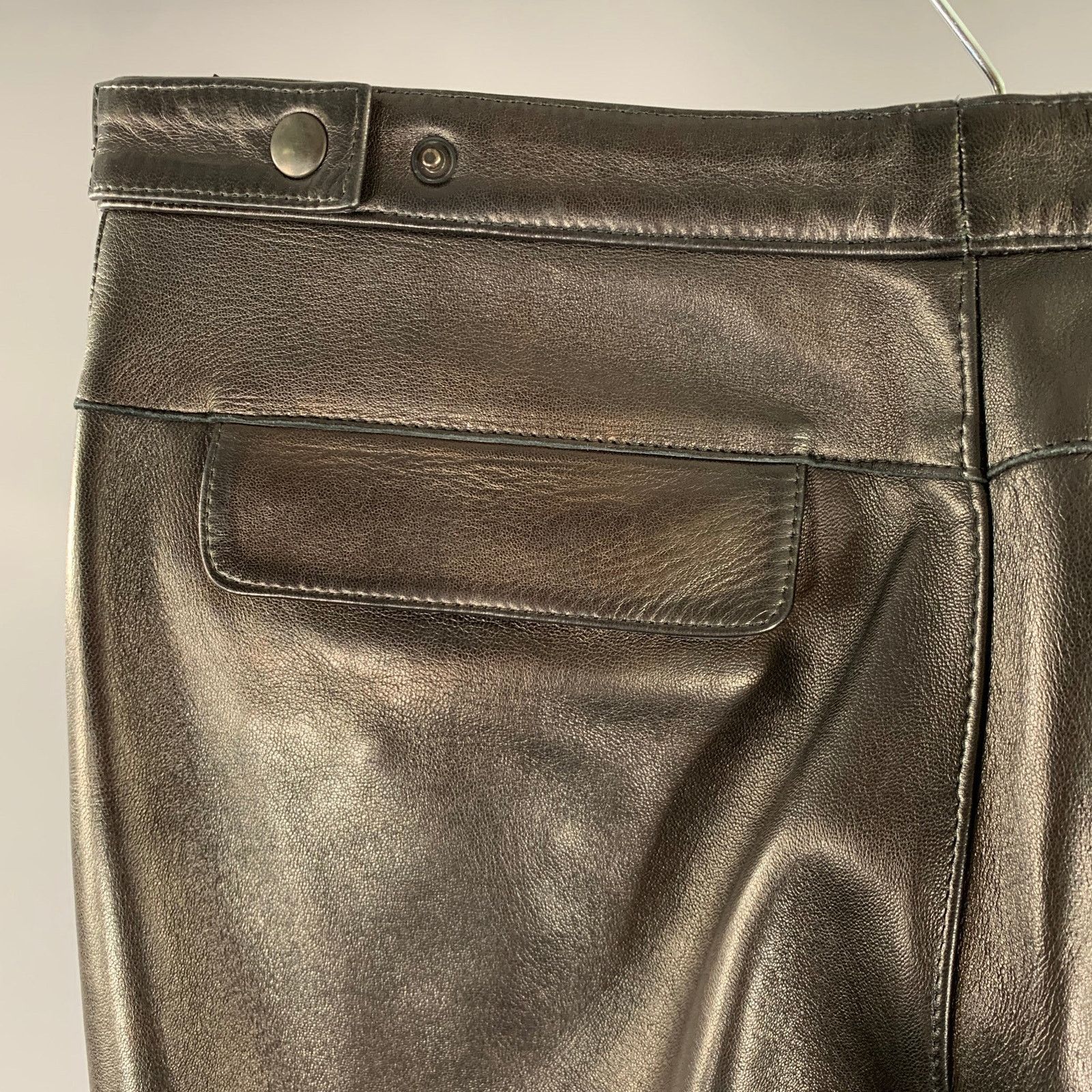 Neil Barrett NEIL BARRETT Size 31 Black Metallic Leather Dress Pants Size US 31 - 4 Thumbnail