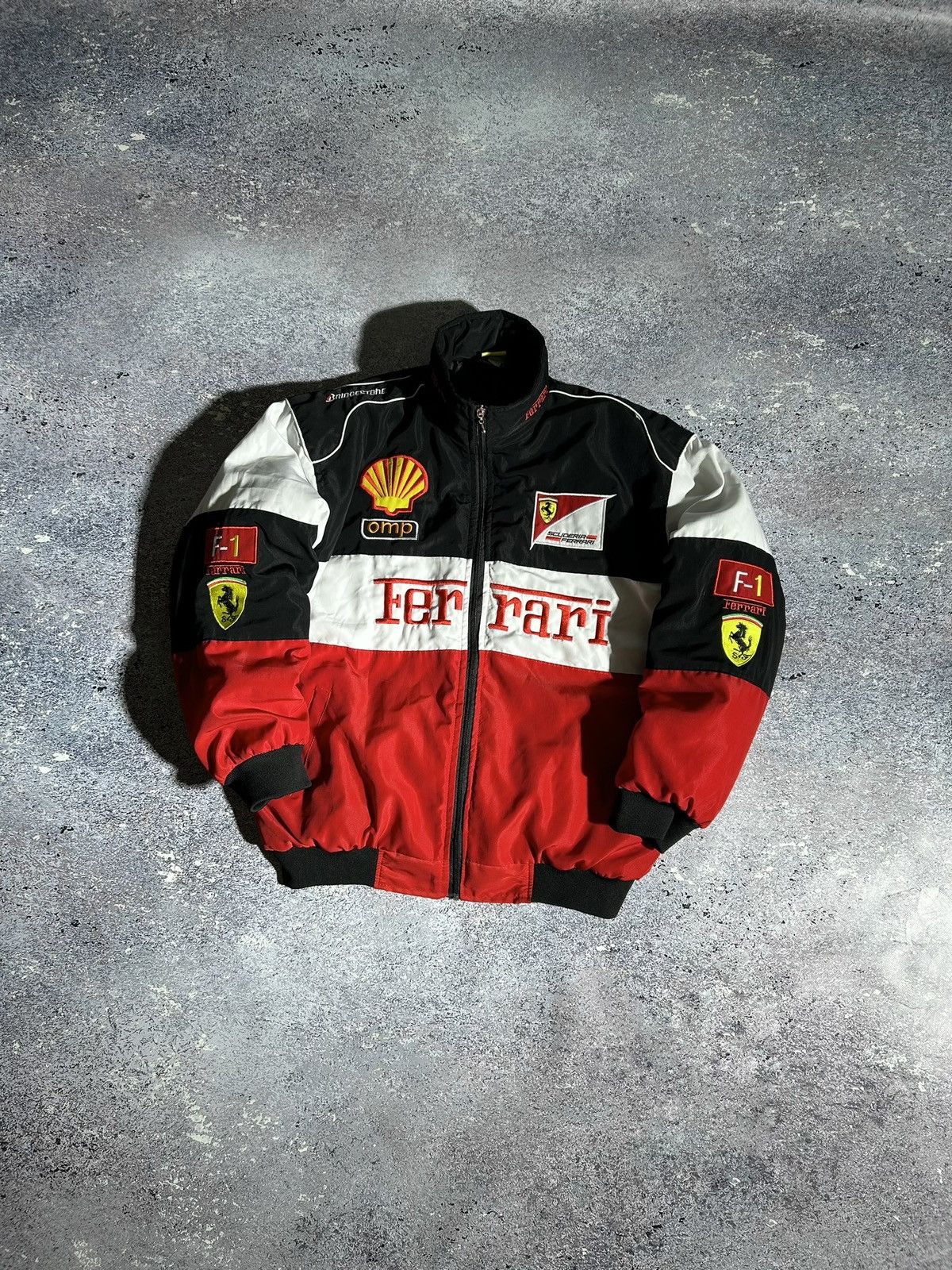 image of Vintage Racing Marlboro Ferrari Racing Bomber Jacket F1 in Black, Men's (Size XL)