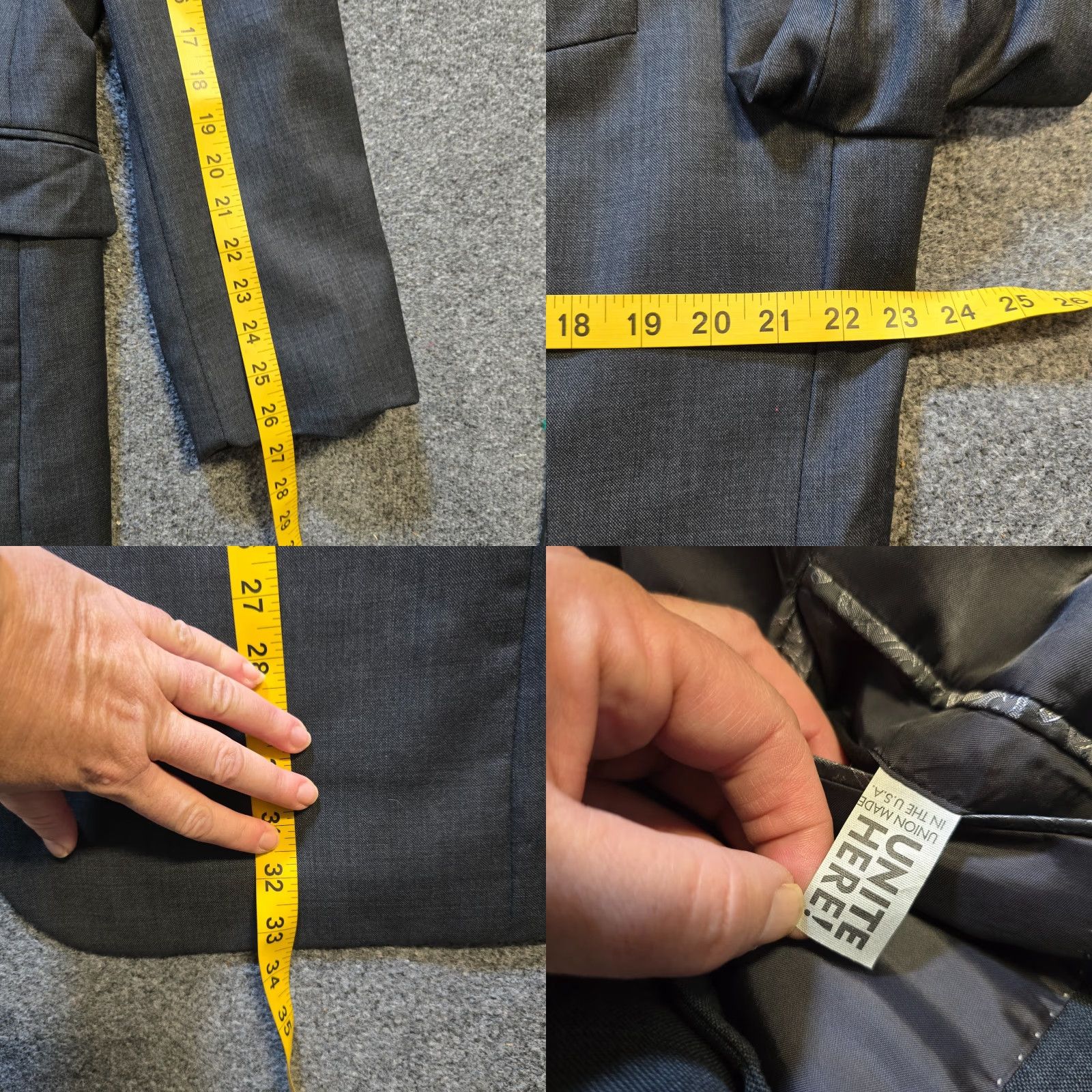 Joseph Abboud Joseph Abboud Blazer Mens 44L Gray Wool 3 Button Jacket Sport Coat Business Jacket Mens Size 44R - 8 Thumbnail