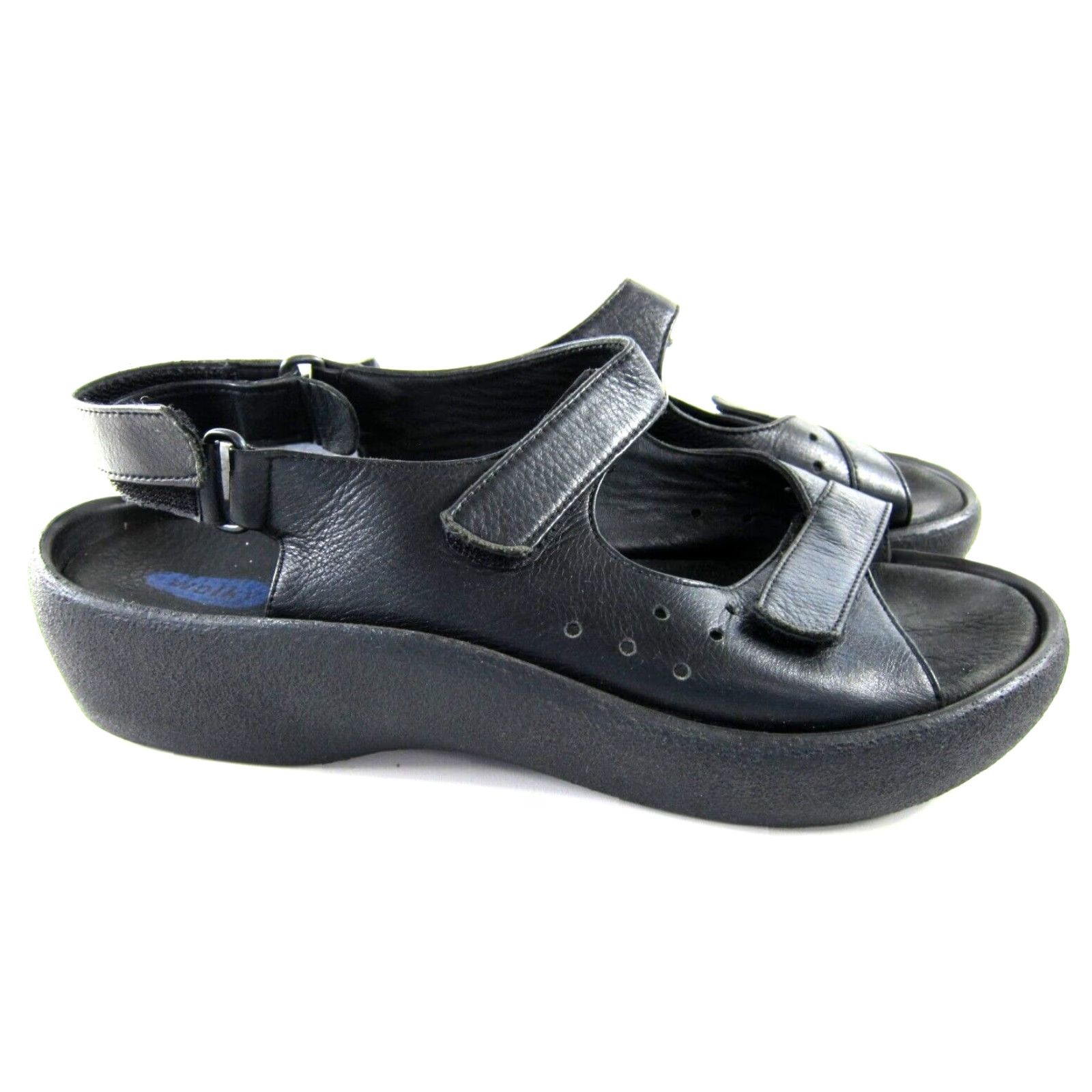 Vintage Wolky Jewel Sling Back 100% Leather Sandal Women Leather Slingback Comfort Walking Black 42/10.5 C Womens 90s Size US 11 / IT 41 - 2 Thumbnail