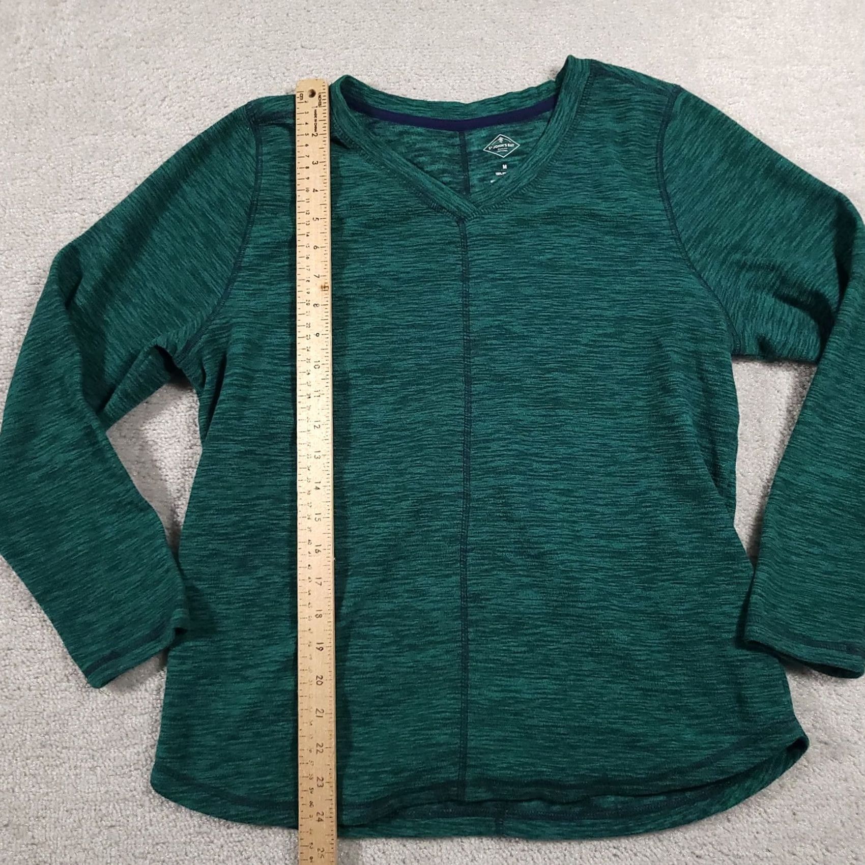 Vintage St. John's Bay Pullover Sweater Women Medium Green Long Sleeve V-Neck Lightweight Knit Polyester Sweatshirt Ladies M-V-Neck Warm Casual Flat-Front Hem Size M / US 6-8 / IT 42-44 - 7 Thumbnail