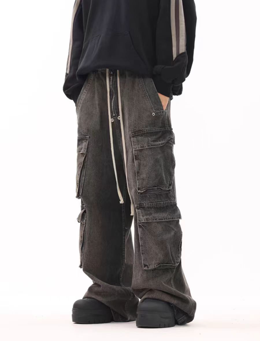 Japanese Brand × Jean Washed Gradient Smoke Black Workwear Vintage Jeans Size US 33 - 2 Thumbnail