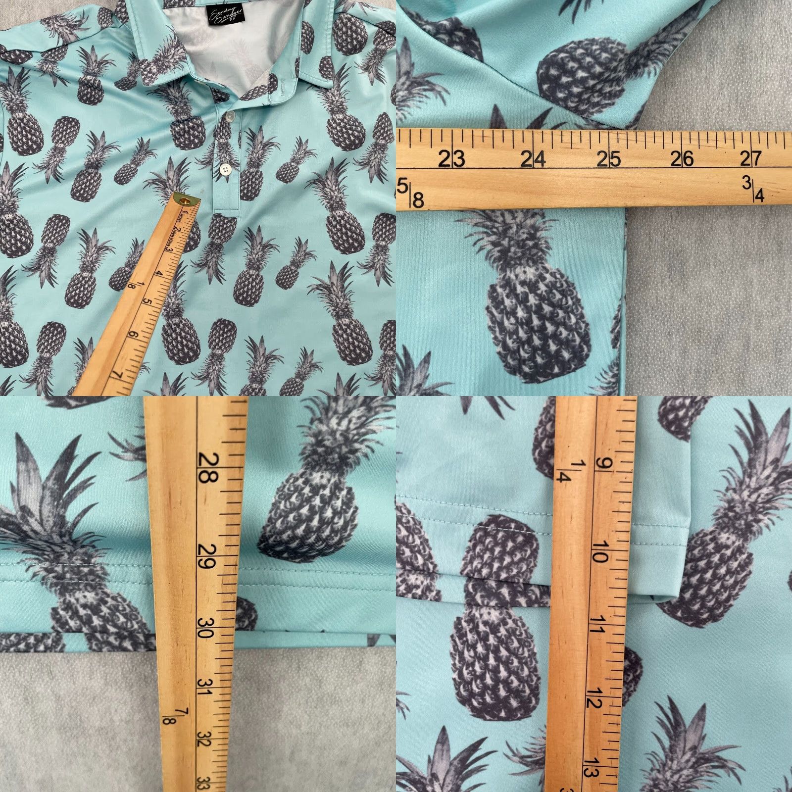 Vintage Sunday Swagger Shirt 2XL Adult Polo Short Sleeve Performance Golf Mens XXL Blue Pineapple Caml?? Size US XXL / EU 58 / 5 - 8 Thumbnail