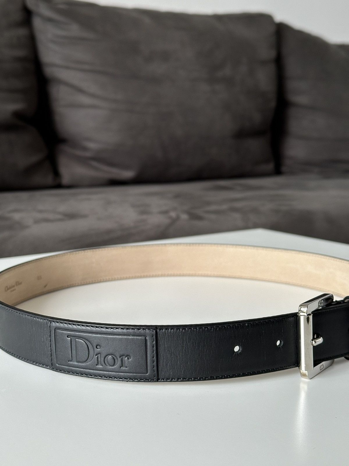Christian Dior Monsieur DIOR Rasta Black Logo Leather Belt Vintage 2000’ Size: 28-30 Size ONE SIZE - 2 Thumbnail