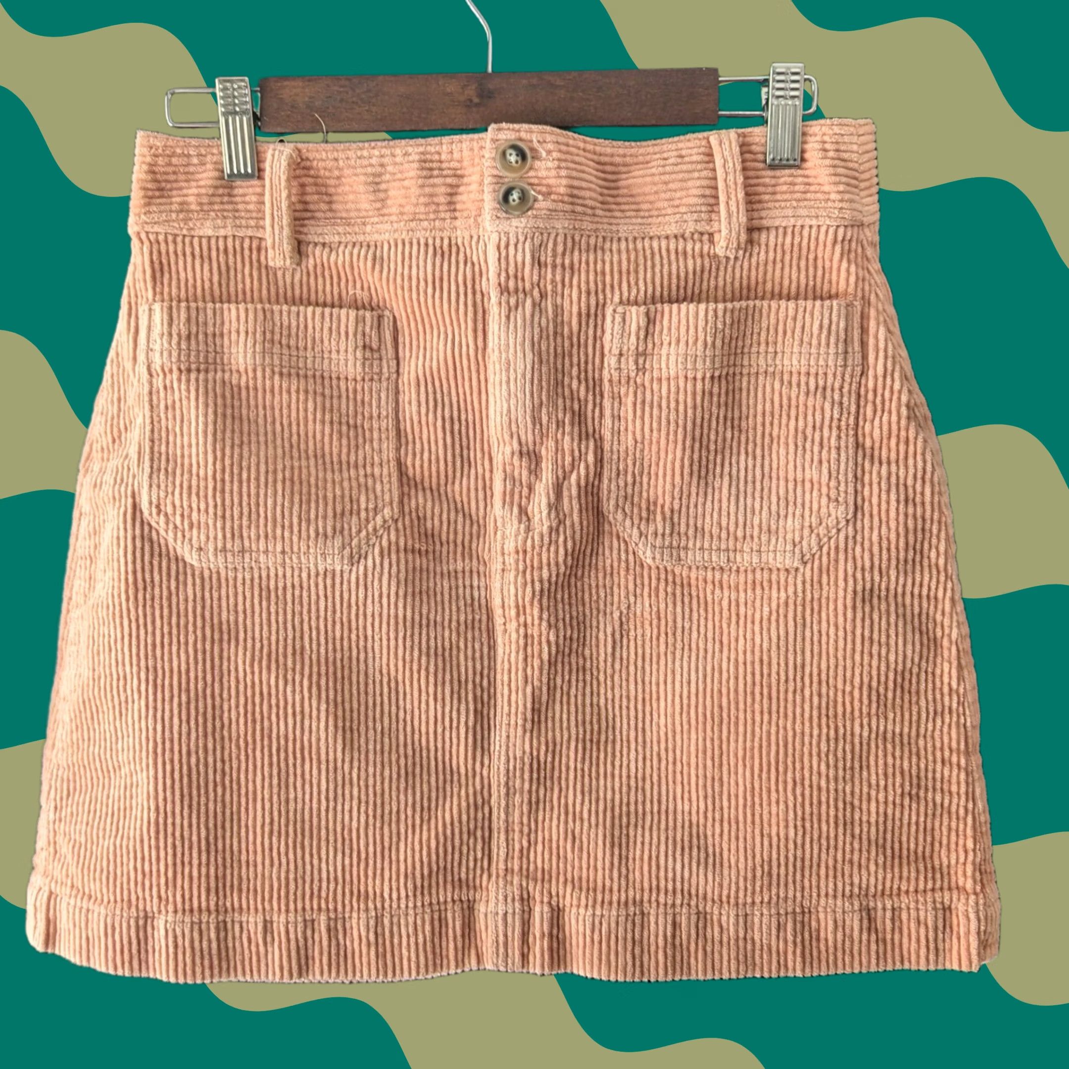 Madewell Madewell Corduroy A-Line Mini Skirt Pink Women's 6 Pockets Button Zip Casual Fall Spring Size 28" / US 6 / IT 42 - 1 Thumbnail