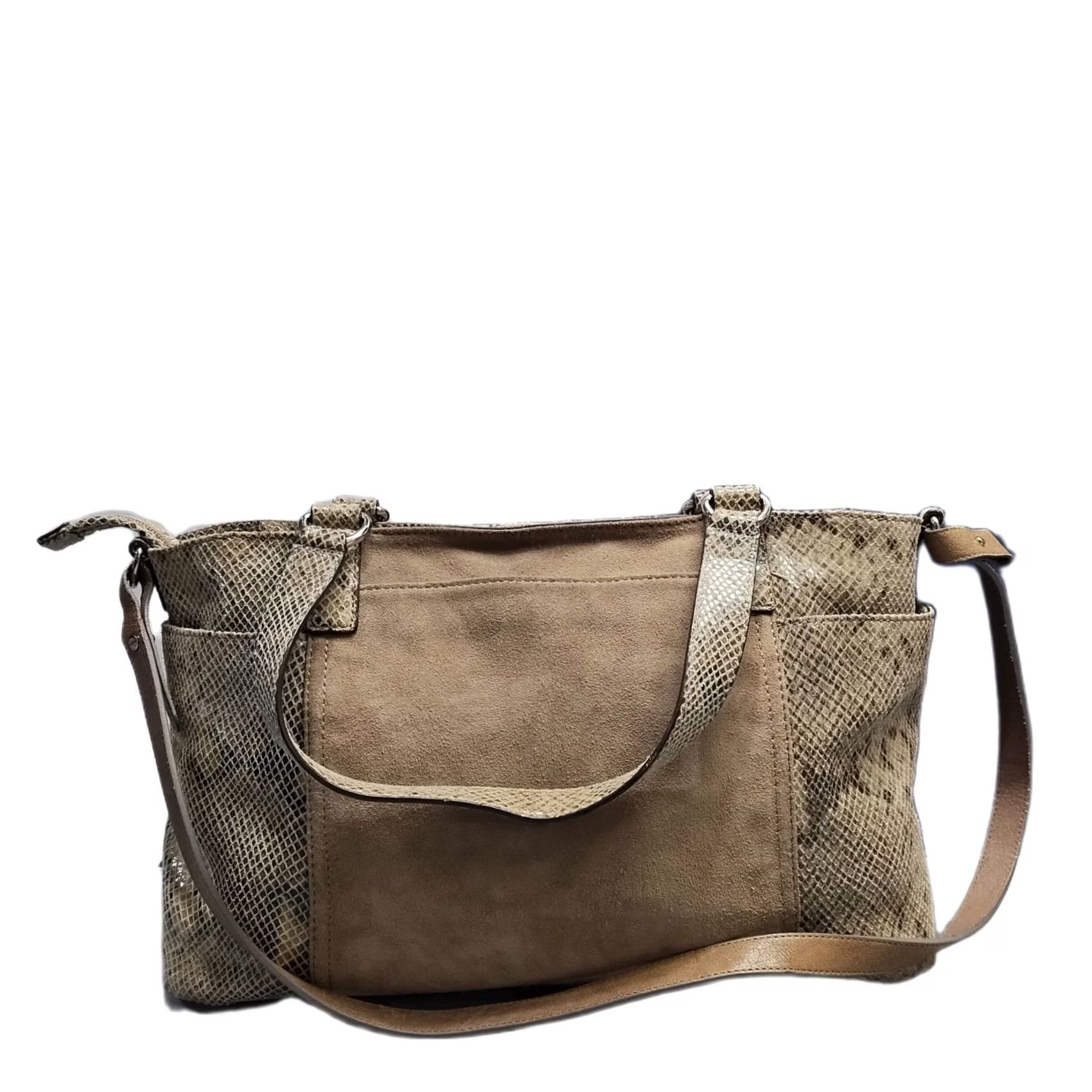 Michael Kors Michael Kors Shoulder Bag Womens Medium Brown Snakeskin Print Suede Leather Zip Closure Size ONE SIZE - 2 Thumbnail