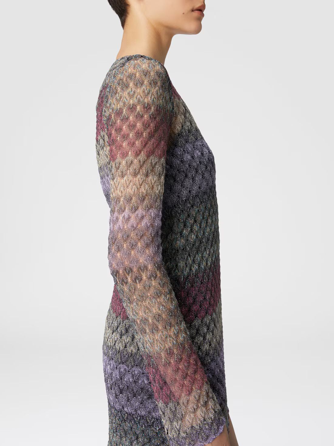 Missoni o1mle0425 Lameté Lace Mini-Dress in Multicolor Size M / US 6-8 / IT 42-44 - 4 Thumbnail