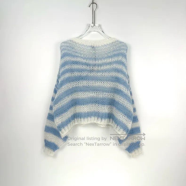 Loewe Loewe Navy Blue and White Striped Classic Big Logo Mohair Size XS / US 0-2 / IT 36-38 - 4 Thumbnail