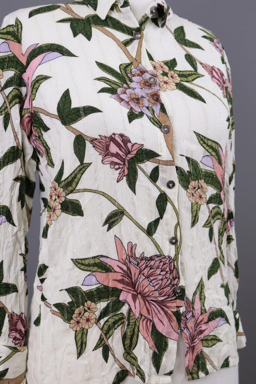 Wilkes Bashford BA&SH White Floral Printed Long Sleeve Blouse Shirt Size 0 Size XS / US 0-2 / IT 36-38 - 5 Thumbnail