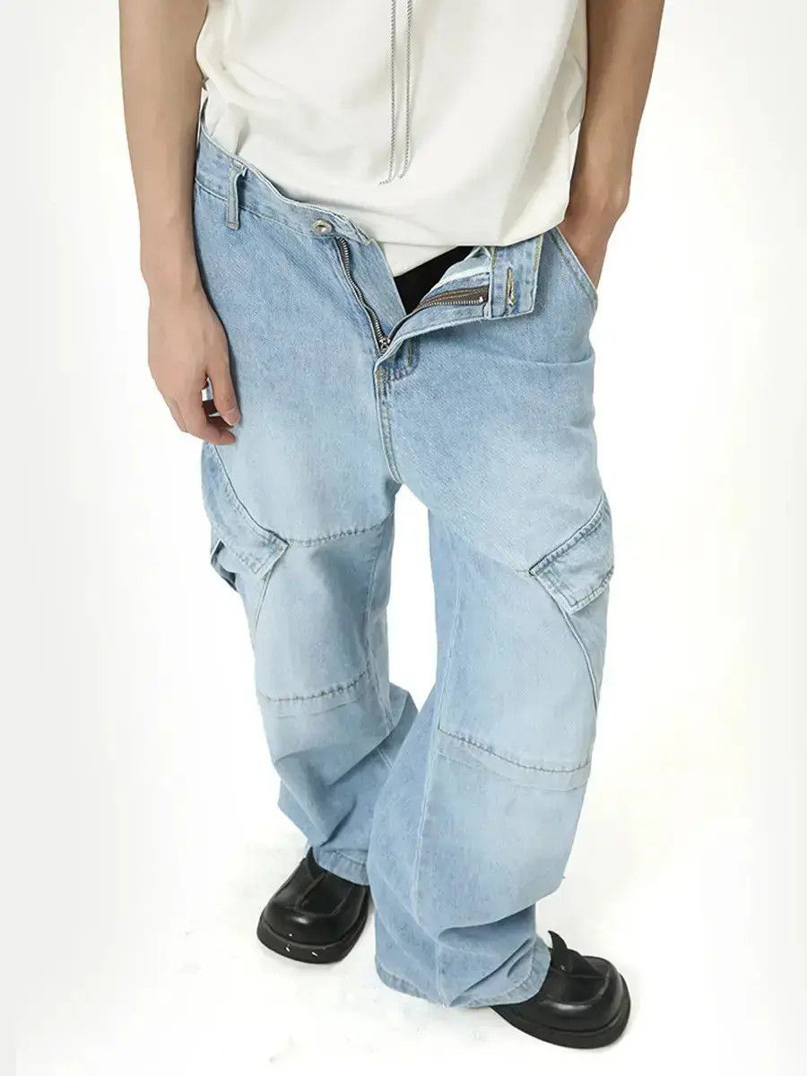 Japanese Brand Retro loose patchwork pocket jeans Size US 32 / EU 48 - 6 Thumbnail