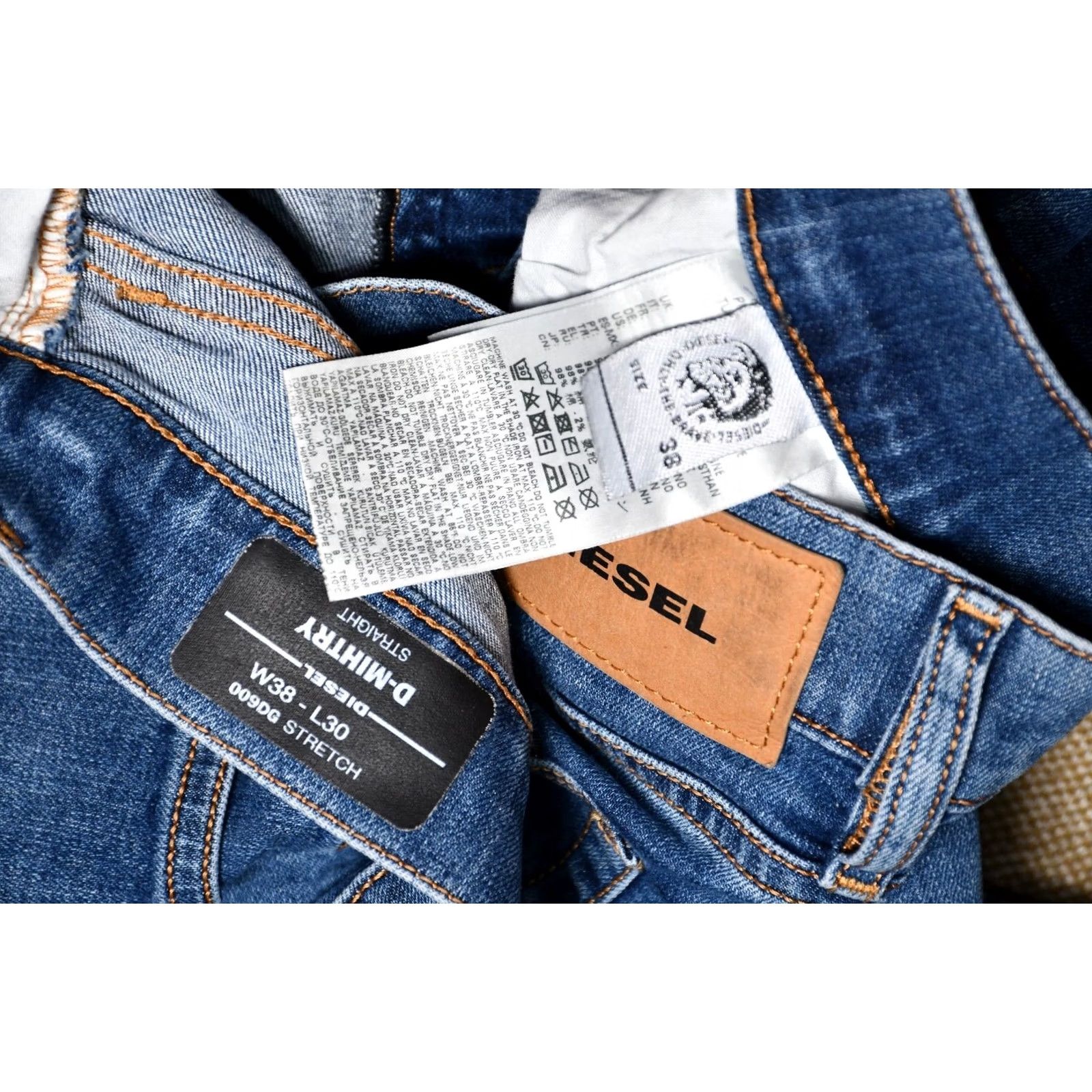 Diesel Diesel Jeans D-MIHTRY Straight 009DG Stretch Mens W38/L30 Blue Cotton Denim Regular 98% Cotton 2% Elastane Size US 38 / EU 54 - 7 Thumbnail