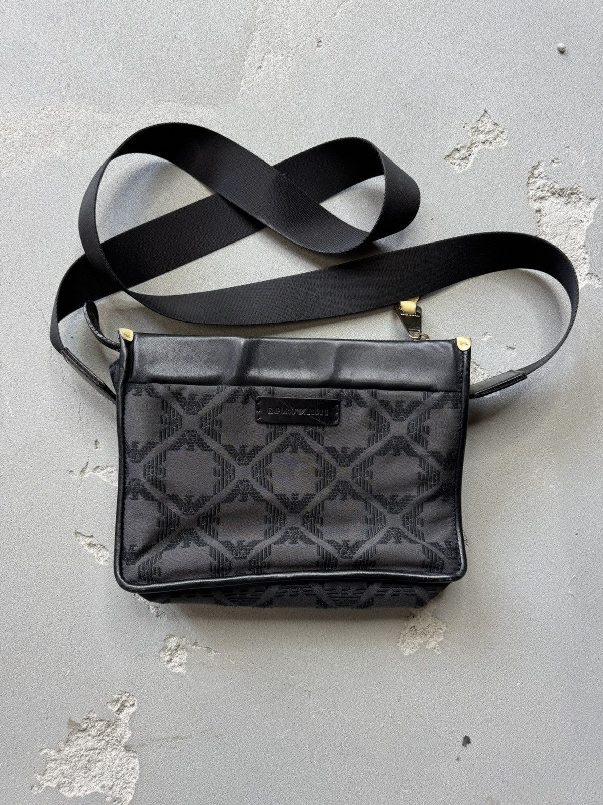 Emporio Armani Emporio Armani Mens Black Leather Bag Shoulder Size ONE SIZE - 2 Thumbnail