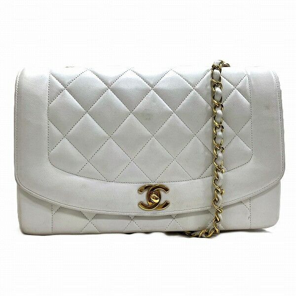 Chanel Chanel Diana 25 Shoulder Bag Leather Crossbody Bag 2842270 in White, Women's