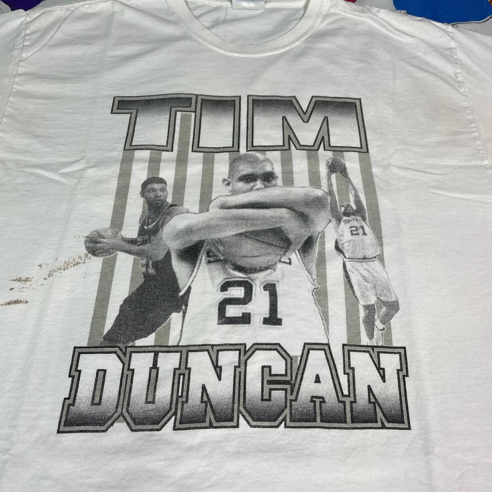 NBA × Vintage VTG 2000s NBA Tim Duncan San Antonio Spurs Mens T-Shirt Size US L / EU 52-54 / 3 - 3 Thumbnail