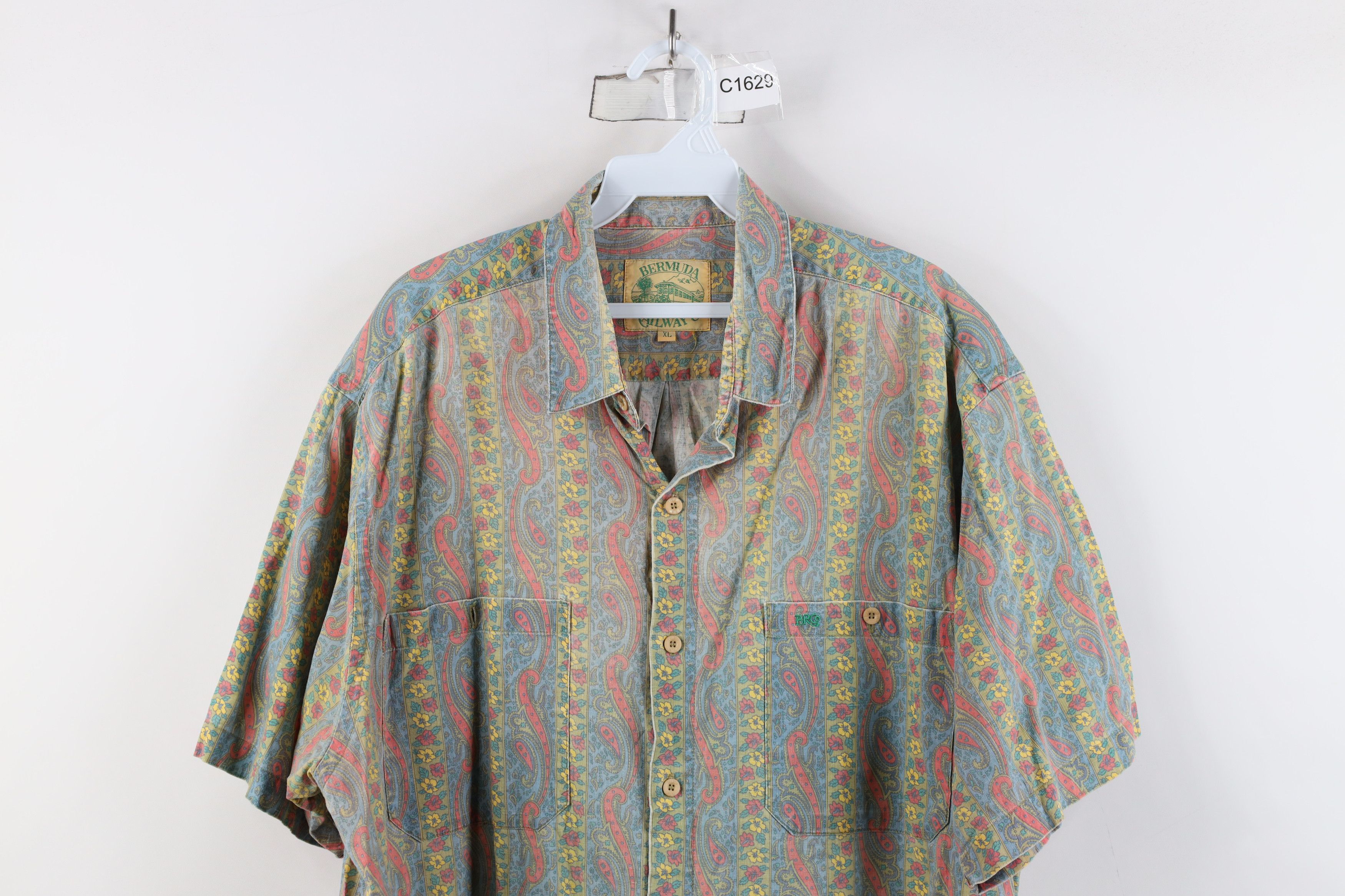Vintage Vintage 90s Streetwear Flower Paisley Baggy Button Shirt Size US XL / EU 56 / 4 - 2 Thumbnail