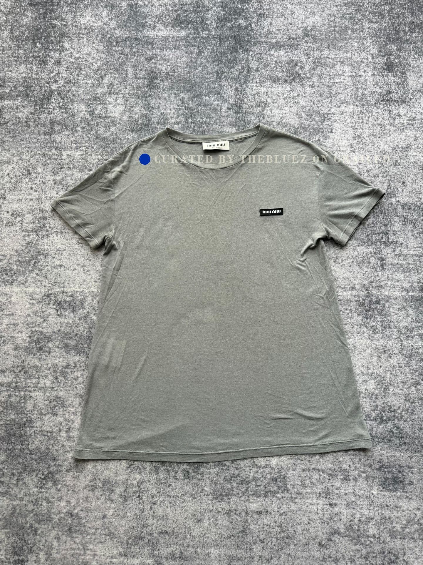 Miu Miu Miu Miu Gray Slogan Short-Sleeve Top Size S / US 4 / IT 40 - 1 Thumbnail