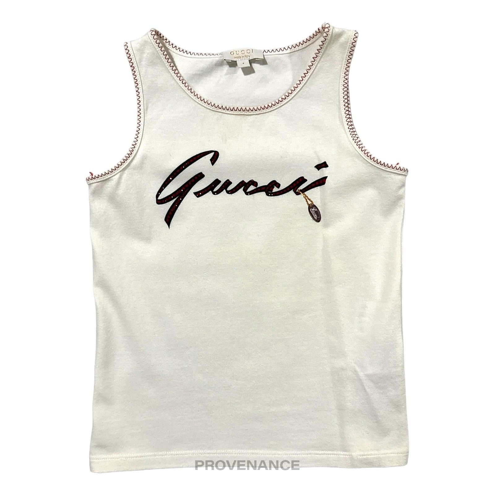 Gucci 🔴 Gucci Children Logo Tank Top - White Red Sequin Size US XXS / EU 40 - 1 Thumbnail