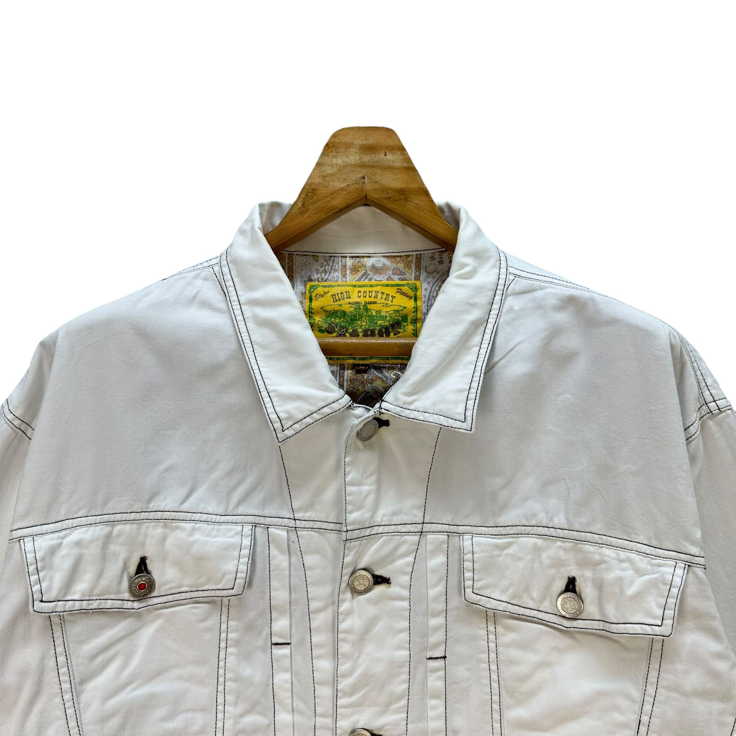 Japanese Brand Vintage 90's SEAHOP White Denim Jacket #A74-1785 Size US L / EU 52-54 / 3 - 2 Thumbnail