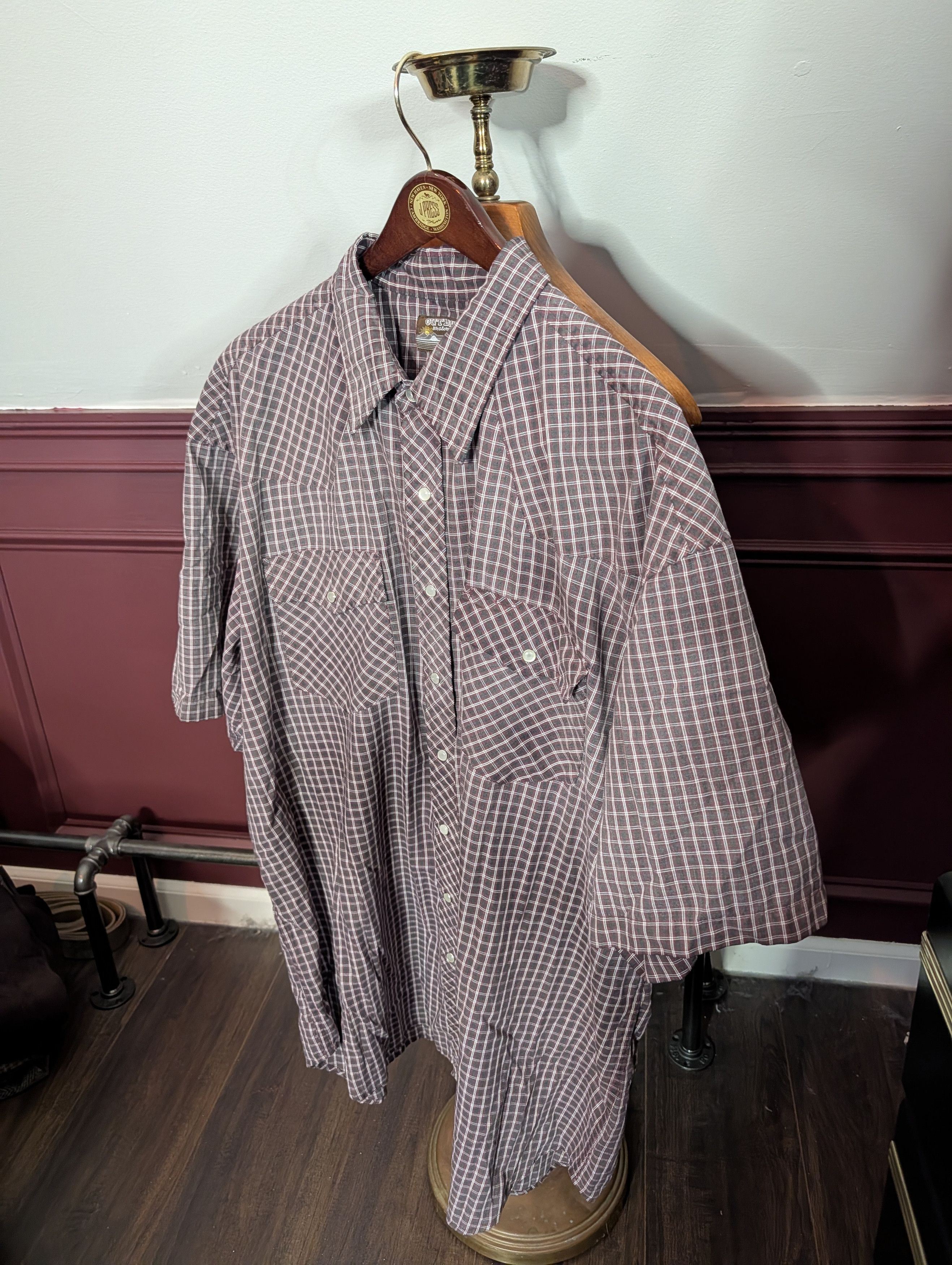 Vintage OUTLAW WESTERN WEAR vtg snap button S/S red shirt Size US XXL / EU 58 / 5 - 11 Thumbnail