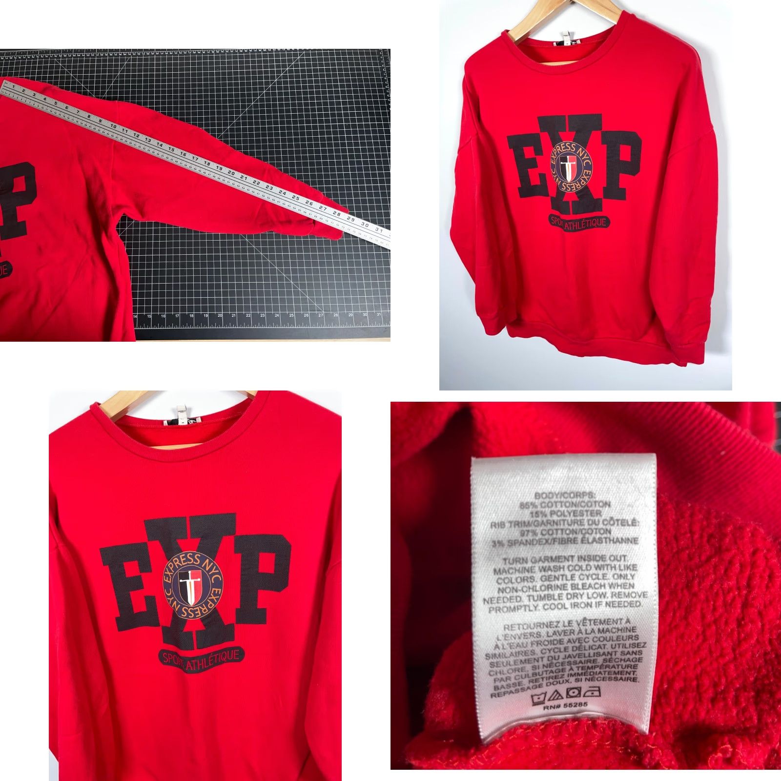 Express Express Sport Sweatshirt Men Crewneck Red Graphic Print 90s Retro Pullover L Red Size US L / EU 52-54 / 3 - 8 Thumbnail