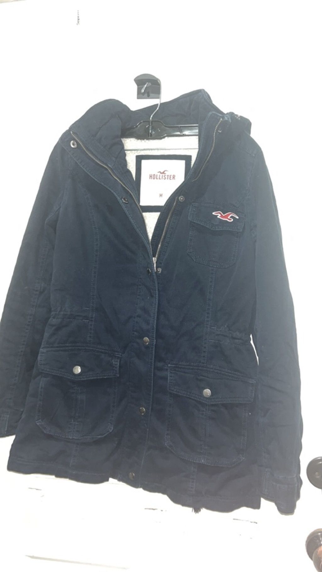 Hollister Hollister Navy Utility Jacket w Beige Sherpa Lining, Size M Size M / US 6-8 / IT 42-44 - 2 Thumbnail