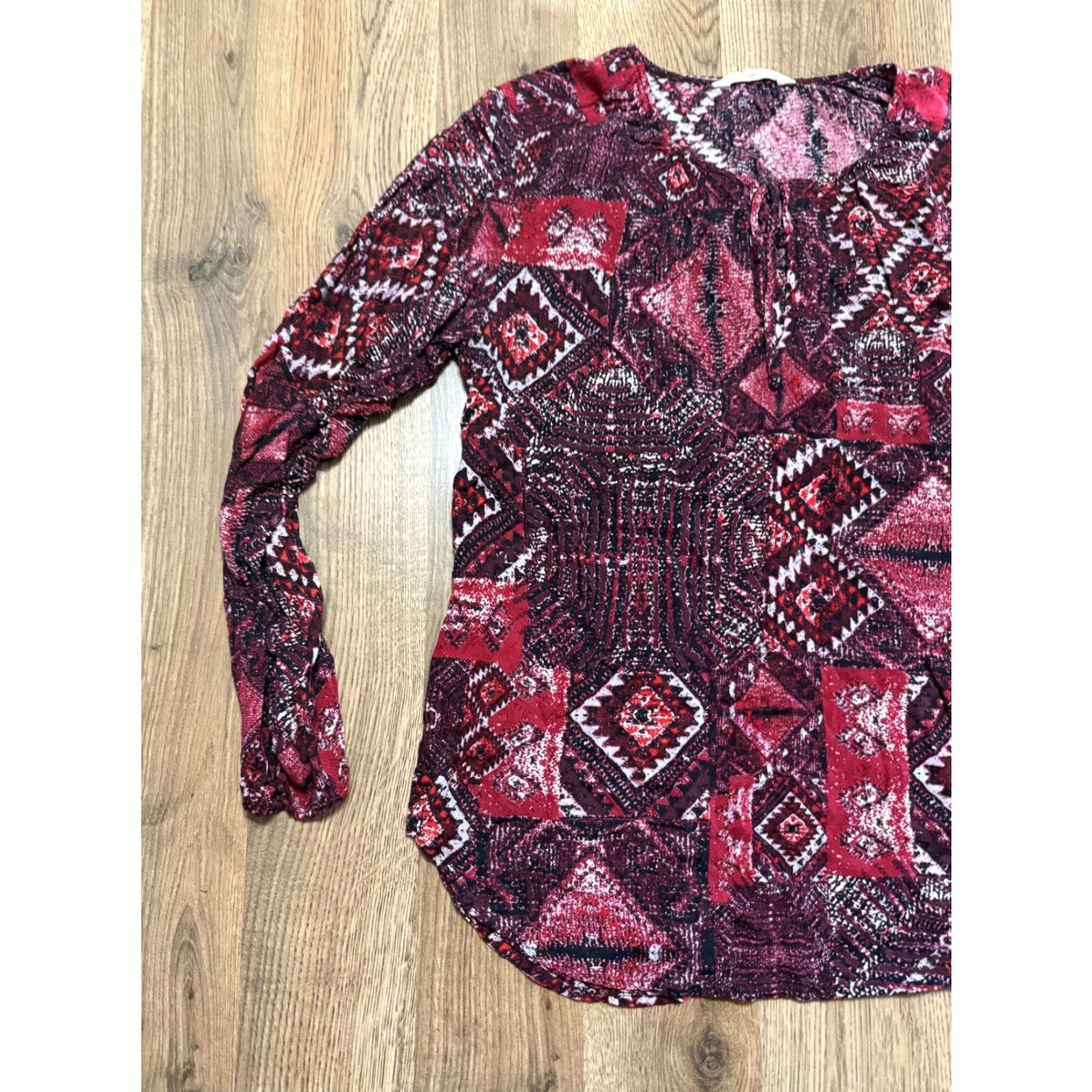 BB Dakota BB Dakota Shirt Womens Size Small Red Purple Black Long Sleeve Allover Print Size S / US 4 / IT 40 - 3 Thumbnail