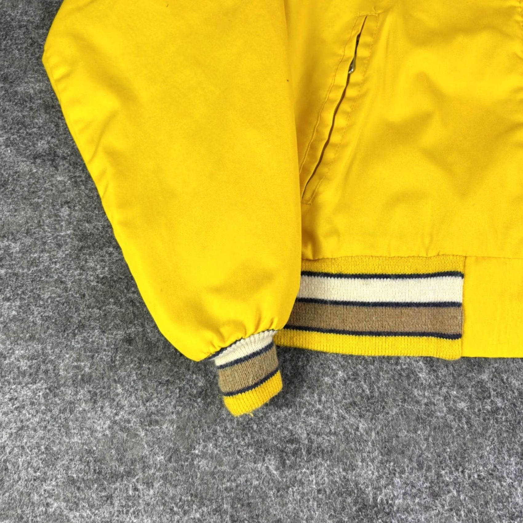 JCPenney VINTAGE JCPenney Mens Bomber Jacket Striped Trim Full Zip L Yellow Retro 80s Western Casual Size US L / EU 52-54 / 3 - 6 Thumbnail